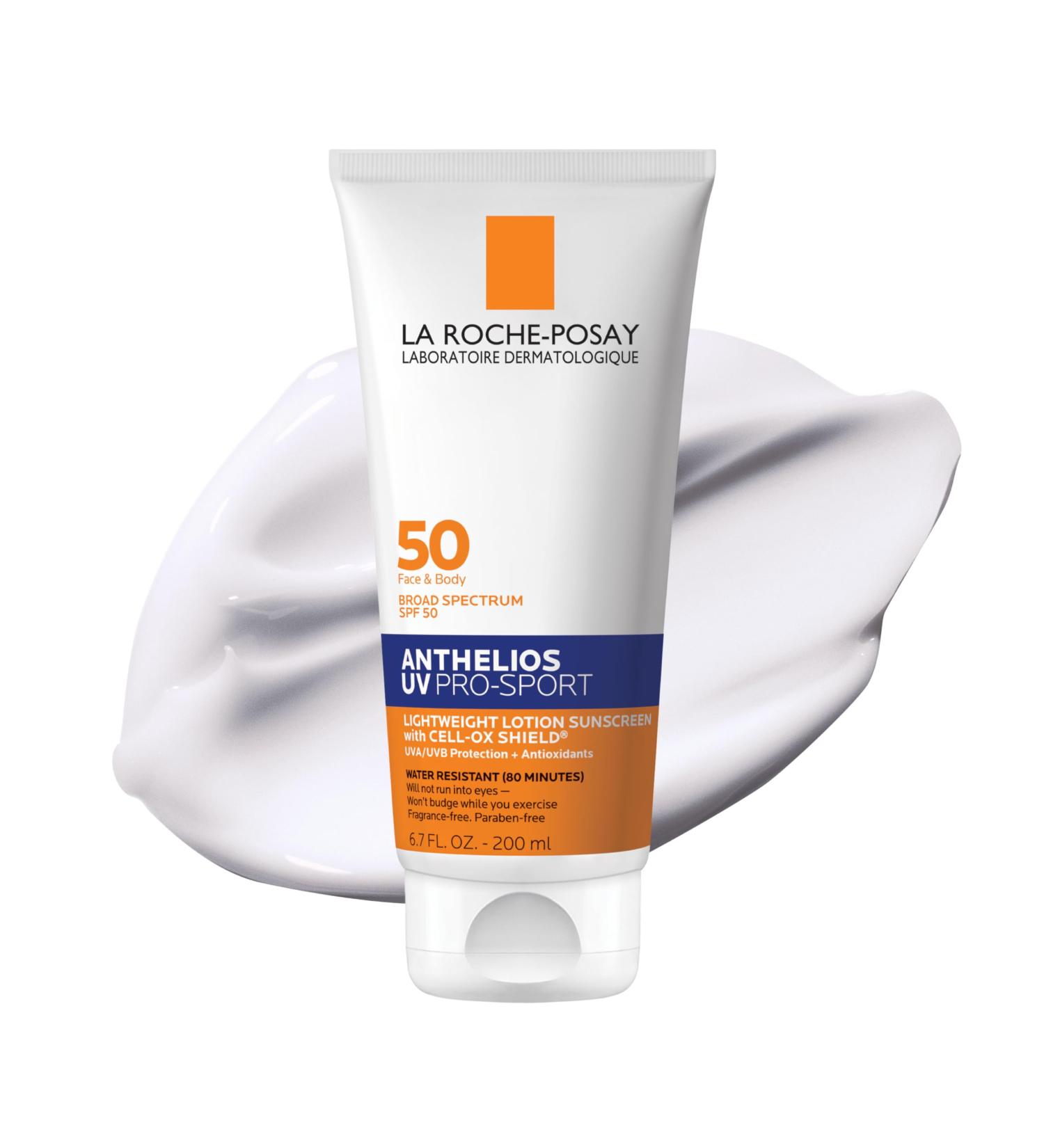 La Roche-Posay Anthelios UV Pro-Sport SPF 50 Sunscreen for Face & Body Water & Sweat Resistant with Non-Drip Formula Invisible Broad Spectrum Sunscreen Lotion Lightweight & Breathable 6.76 Fl Oz (Pack of 1) - Buy Online on GoSupps.com