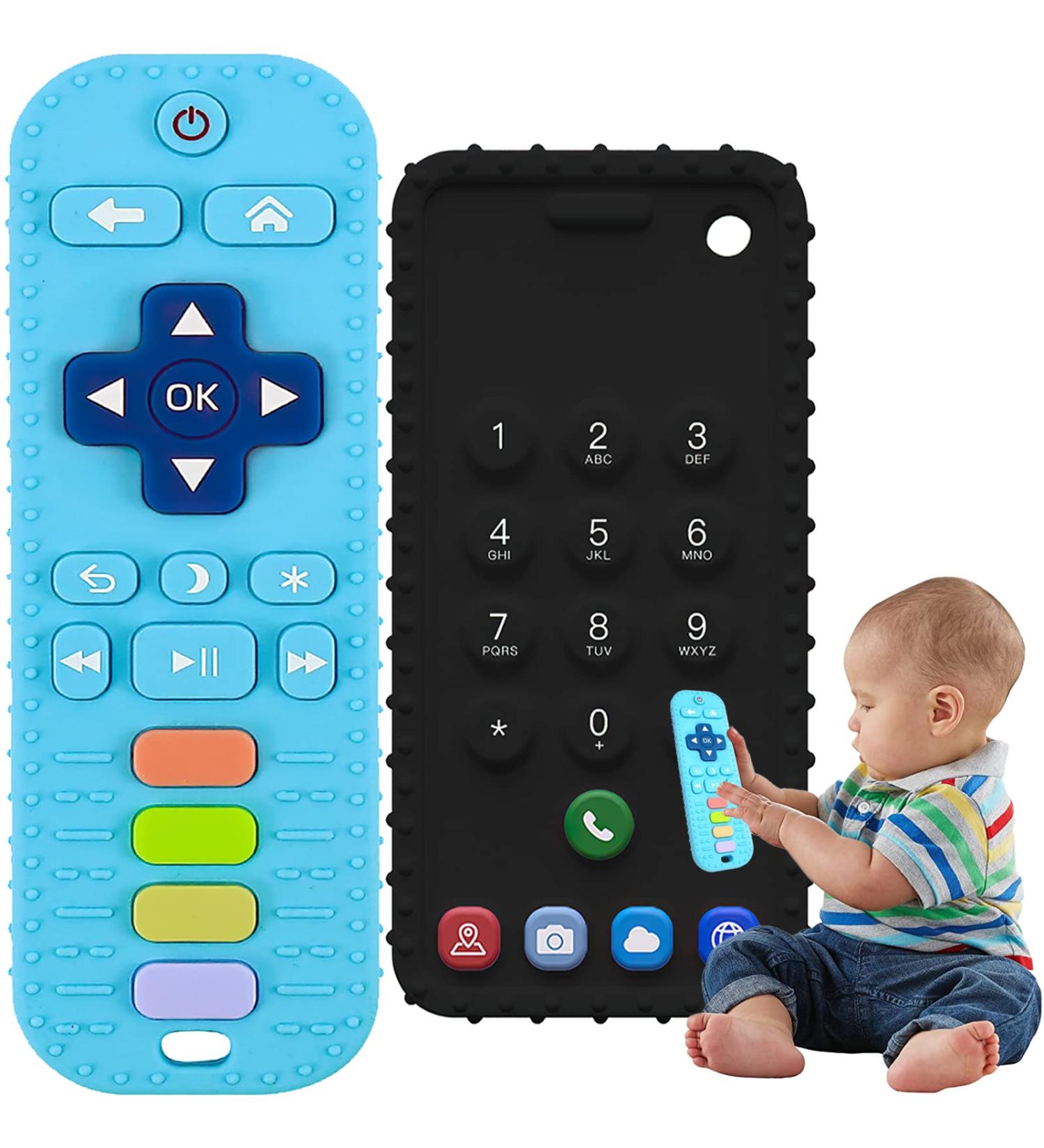 Teething Toys for Babies 2 Pack Baby Teething Toys Baby Toys 3-6 Months 6-12 Months Mobile Phone & Remote Control Teether for Baby Toddler Infant Baby Boy Girl Teether Chew Toys - Buy Online on GoSupps.com