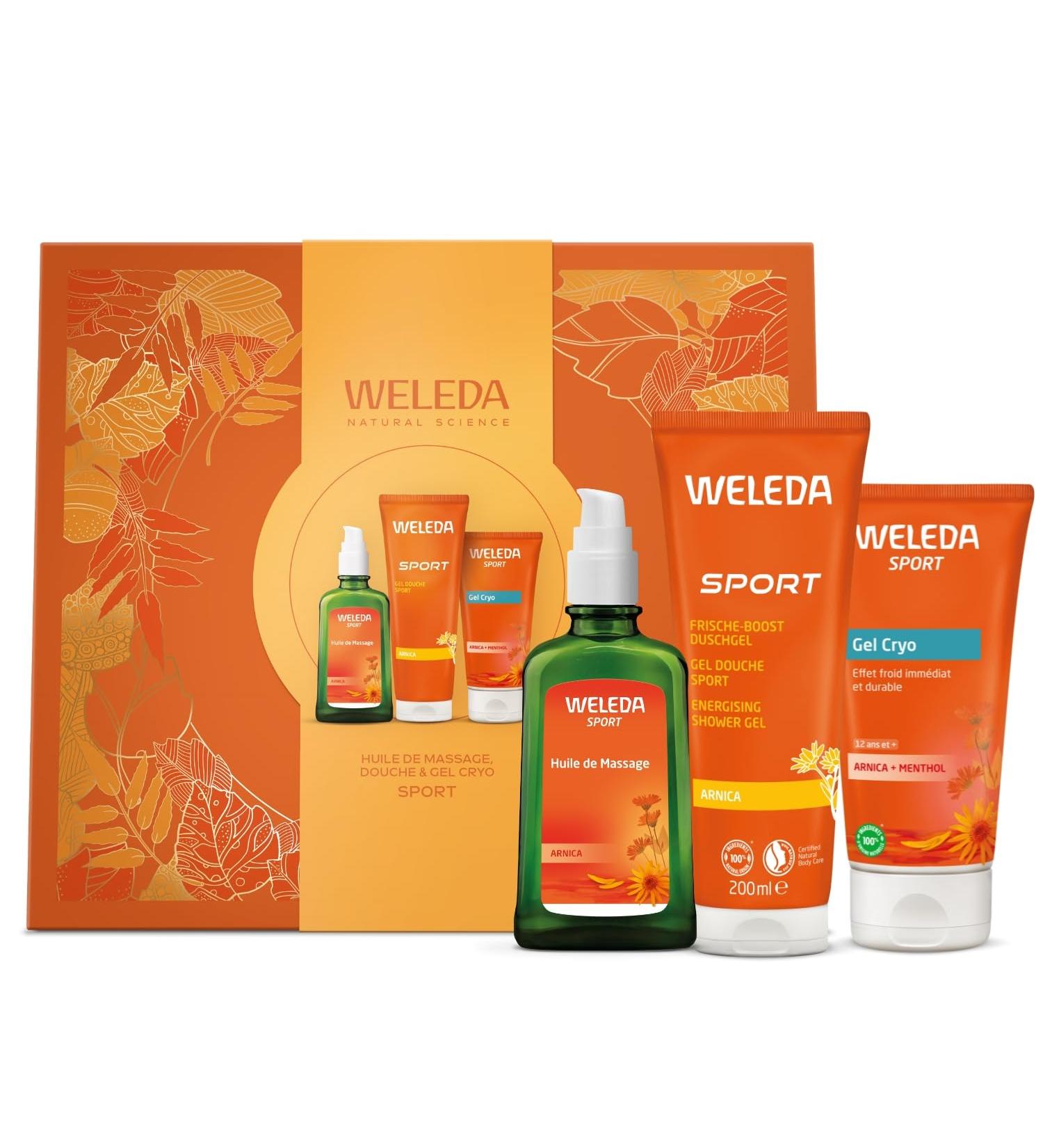 WELEDA Coffret No l Sport 2025 - Huile & Gel Cryo 100ml Gel Douche 200ml - Soin Revigorant & Naturel pour Homme - Certifi NATRUE