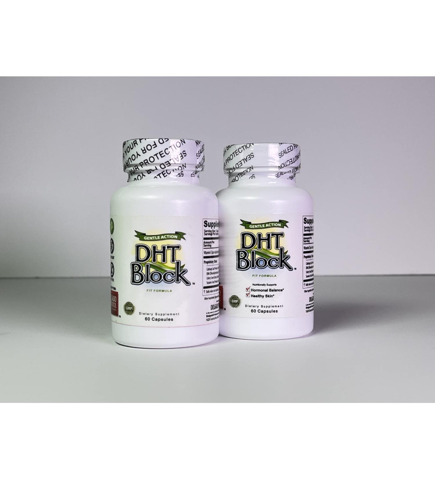 DHT Block (2 Pack - 120 Capsules) - Natural Supplement for Skin, Acne, PCOS, Hair, Hormonal Balance - DIM, Astragalus Root, Turmeric - Men and Women - Buy Online on GoSupps.com
