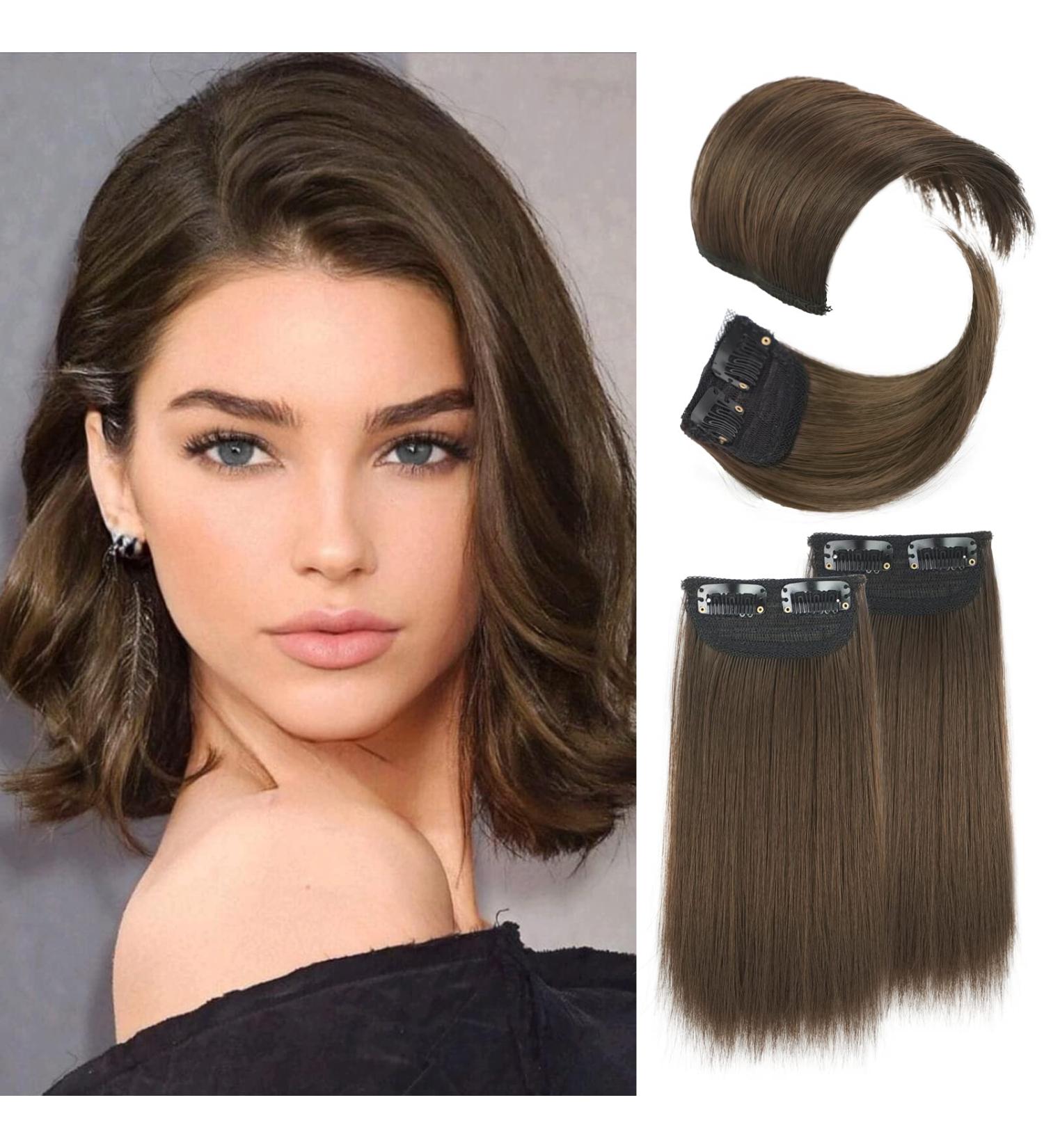 LNERATO 4 PCS Hair Toppers for Women Synthetic Clips in Hair Topper Invisible Clips in Hair Extension with Thinning Hair Adding Hair Volume Hairpieces for Daily Use(Double 4 inch and Double 8 inch Black Brown) 6 - Buy Online on GoSupps.com