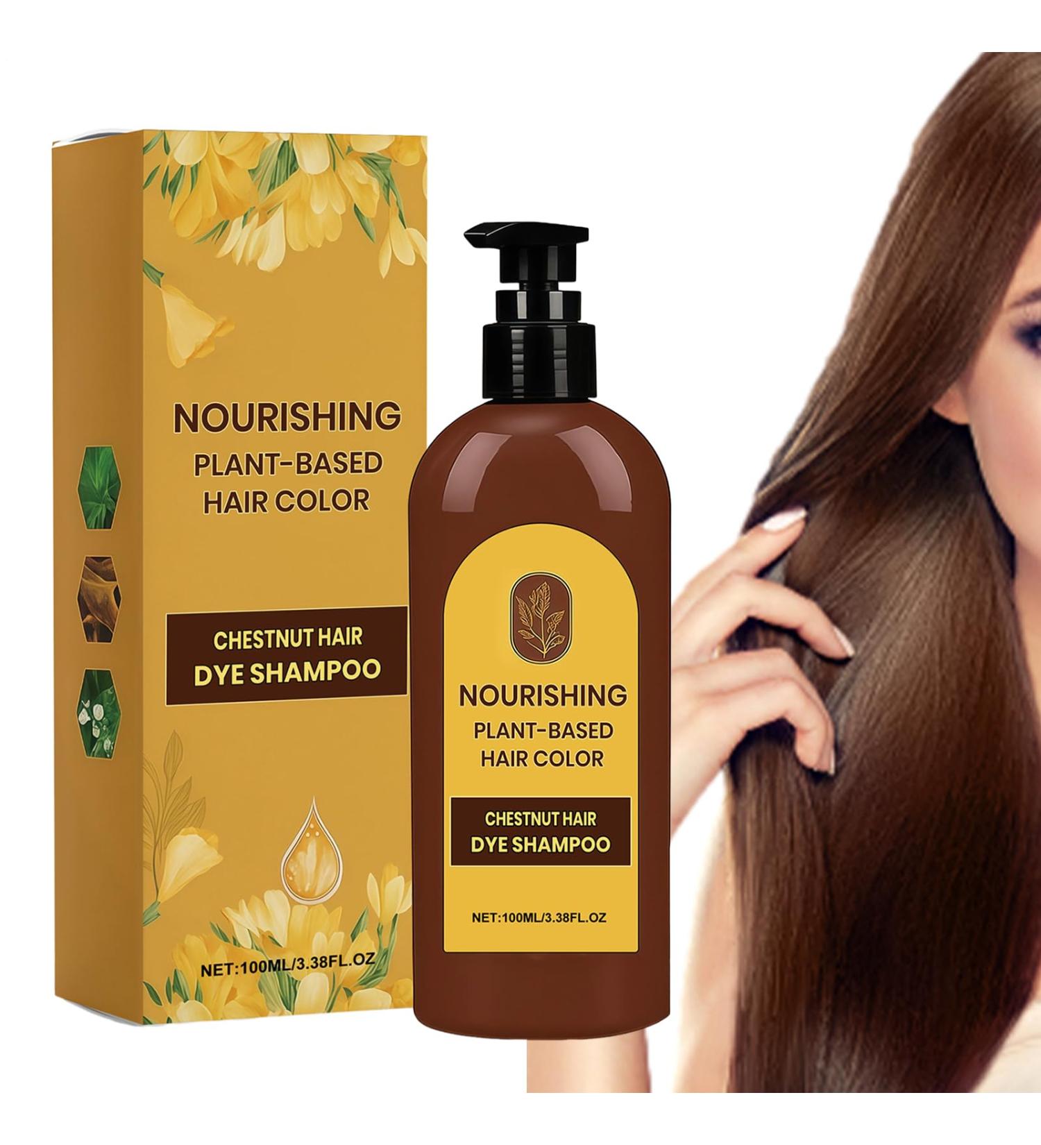 Plant-based hair dye Chestnut coloring shampoo 3-in-1 natural hair color | Total gray coverage Gentle moisturizing formula Smooth and shiny hair for men and women - Buy Online on GoSupps.com