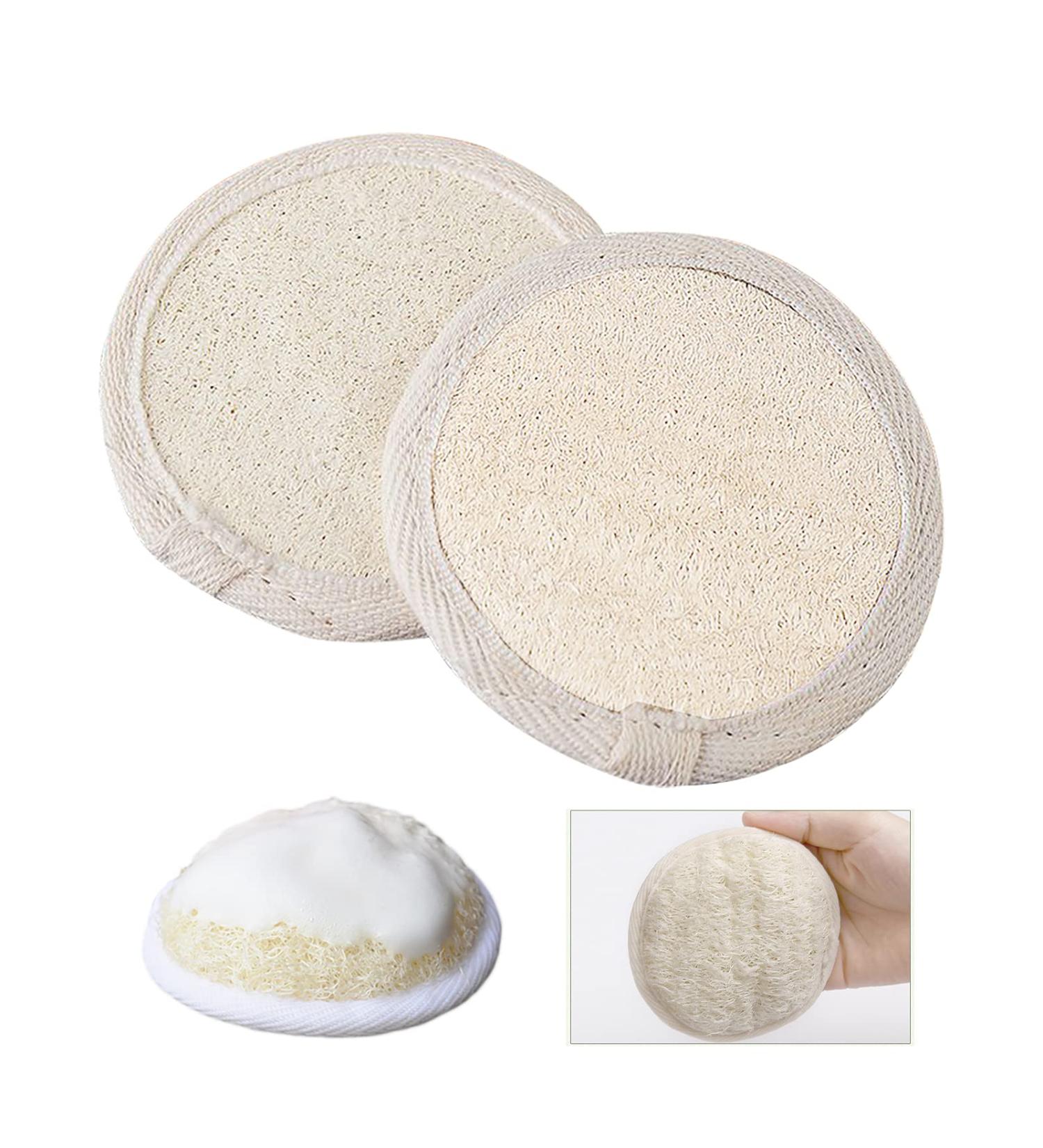 Natural Loofah Face Exfoliator Pads - 100% Handheld Scrubber for Bathing and Showering - Ideal for Spa Facial Cleansing - Men and Women - 2pcs - Buy Online on GoSupps.com