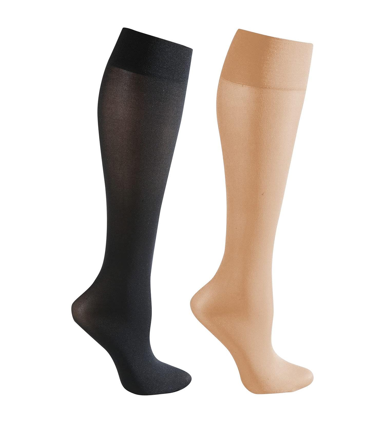 RedMoby Celeste-Stein-CMPS-3-ND-BLK2PK Women's Compression Socks 20-30 mmHg - Nude Black (2 Pack) - Buy Online on GoSupps.com