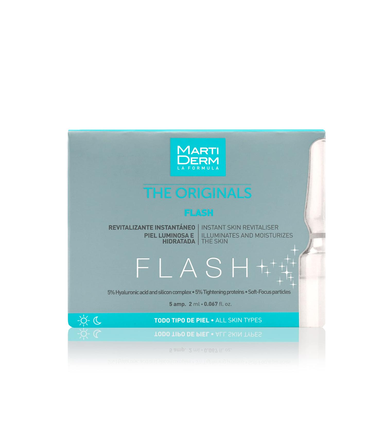 Martiderm Flash Ampoule - Hyaluronic Acid & Tightening Proteins for Instant Lift & Hydration | 5 Ampoules for Men & Women - Shop Internationally - Buy Online on GoSupps.com