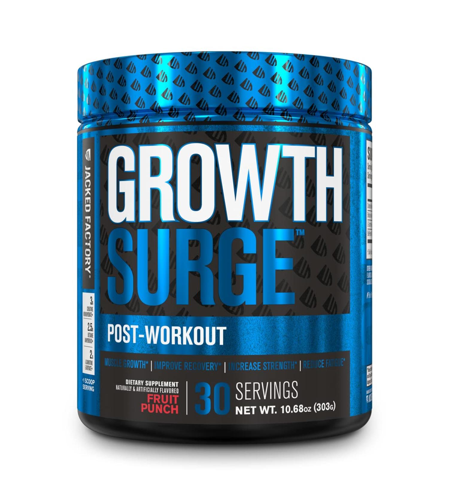 Growth Surge Creatine Post Workout Supplement - Muscle Builder with Creatine Monohydrate, Betaine, L-Carnitine, and L-Tartrate - Daily Muscle Building & Recovery - 30 Servings Fruit Punch 10.68oz - Buy Online on GoSupps.com