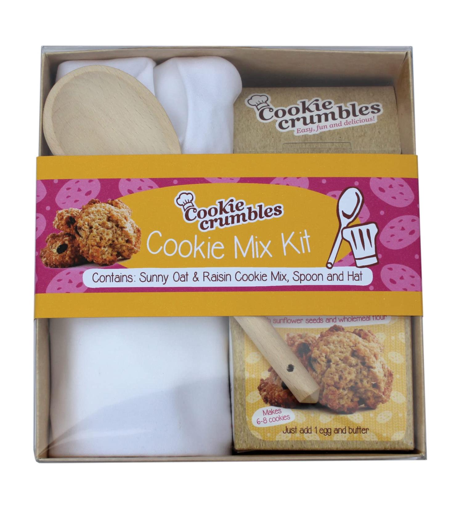 Sunny Oat and Raisin Cookie Mix Kit Gift Set with Chef's Hat and Wooden Spoon - 380g - Buy Online on GoSupps.com