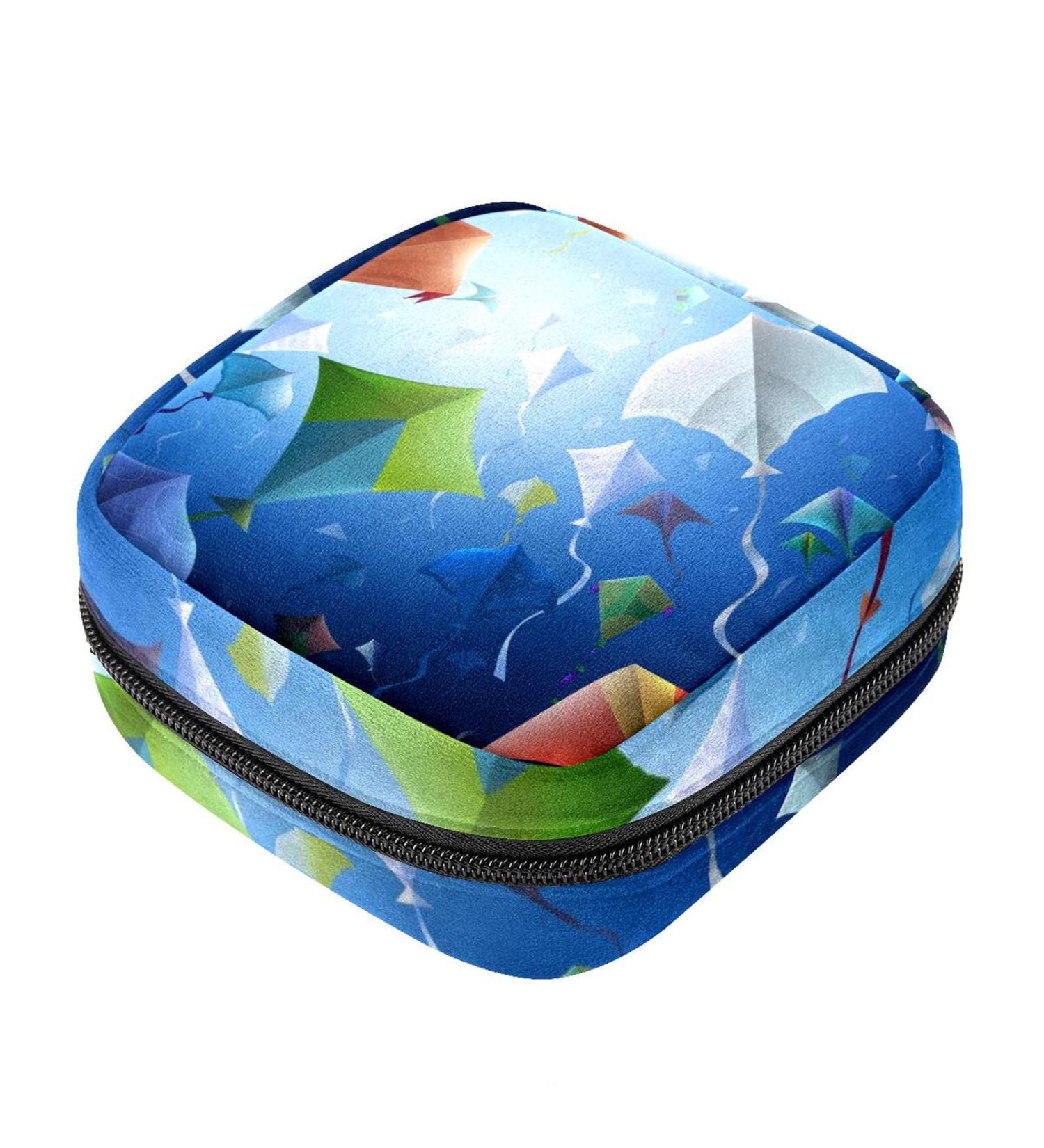 Colorful Kites Sanitary Napkin Storage Bag | Portable Menstrual Pad & Cup Pocket for Girls & Women - Perfect for Travel & Everyday Use - Buy Online on GoSupps.com
