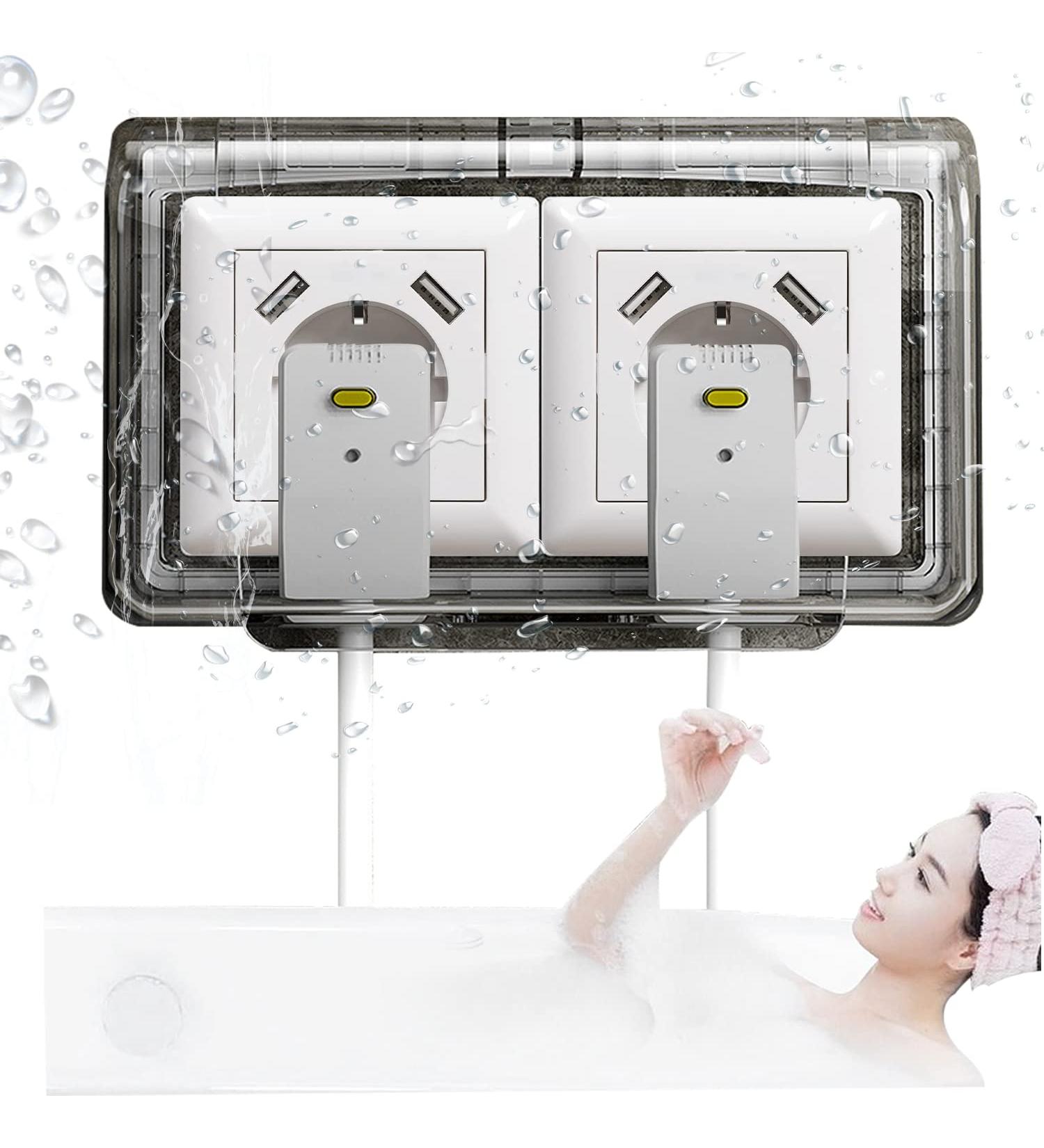 Buy Type 86 Waterproof Exterior Duplex Sockets with Rain Protection - Double Socket Covers for Outdoor Use - Buy Online on GoSupps.com