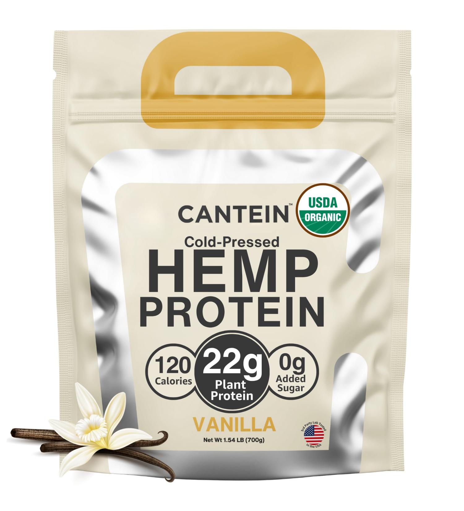 Organic Hemp Protein Powder, Plant Based and Vegan Protein Shake, Lactose and Dairy Free, Gluten Free, Clean and Natural- Vanilla (20 Servings) Vanilla 1.56 Pound (Pack of 1) - Buy Online on GoSupps.com