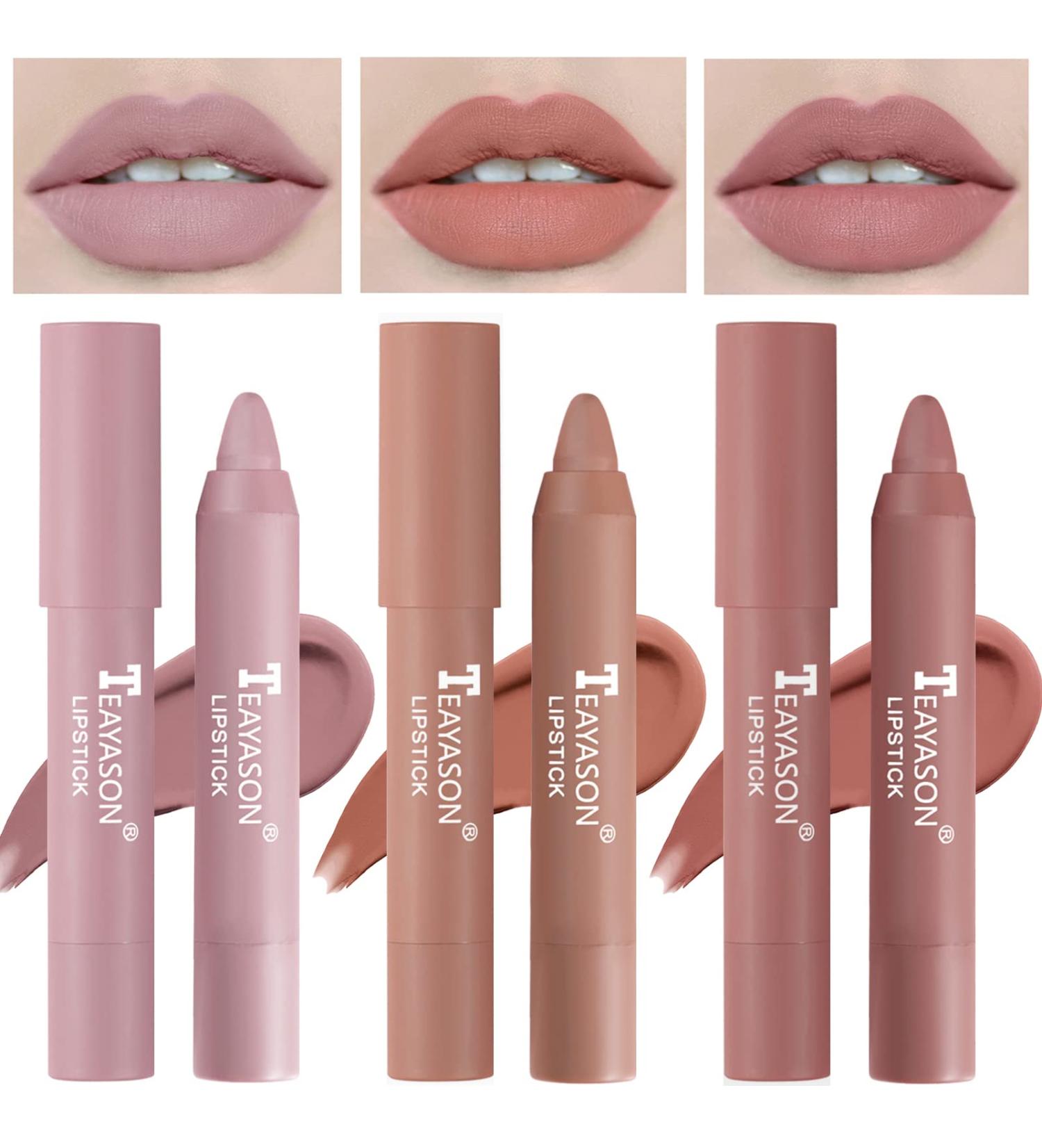 3 Colors Rotating Crayon Lipstick Set - Long Lasting Matte Waterproof Lipstick Set for Women (Set-A) - Buy Online on GoSupps.com