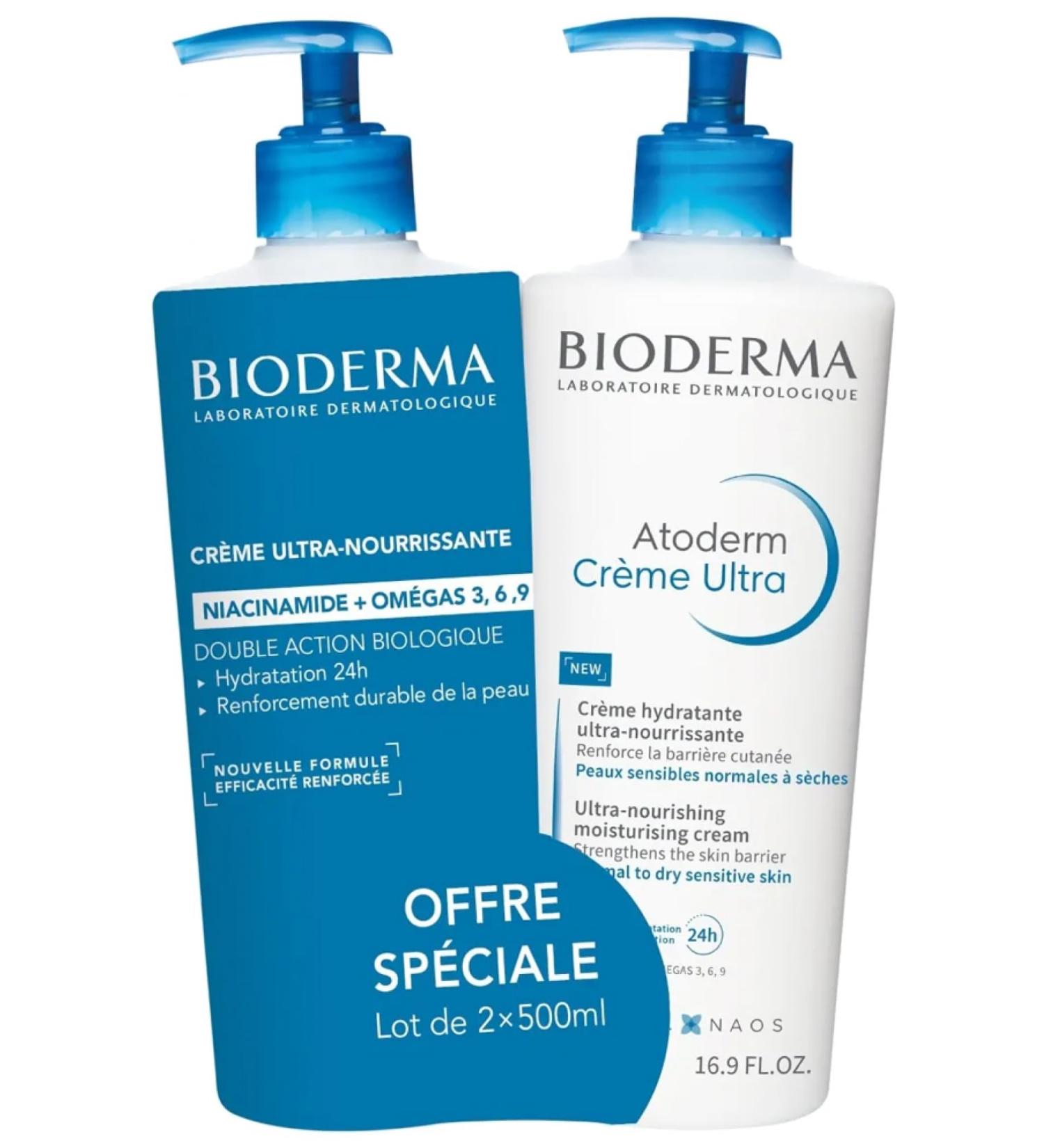 Bioderma Atoderm Crème Ultra Ultra-Nourishing Moisturizing Cream Pack of 2 x 500 ml