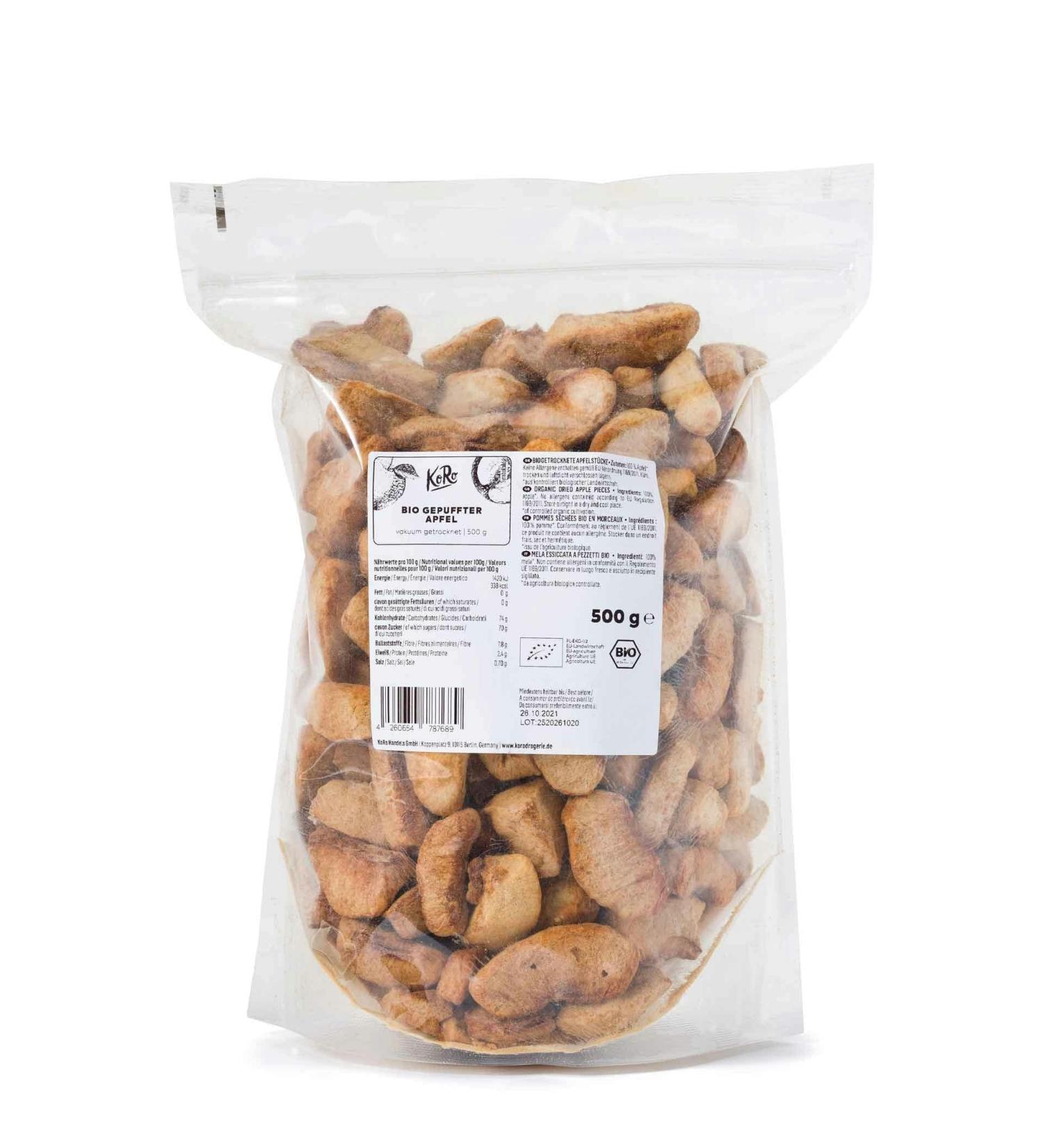 KoRo - Organic Puffed Apple 500 g - No added sugar - Particularly crunchy - Aromatic-fruity - 100% pleasure - Buy Online on GoSupps.com