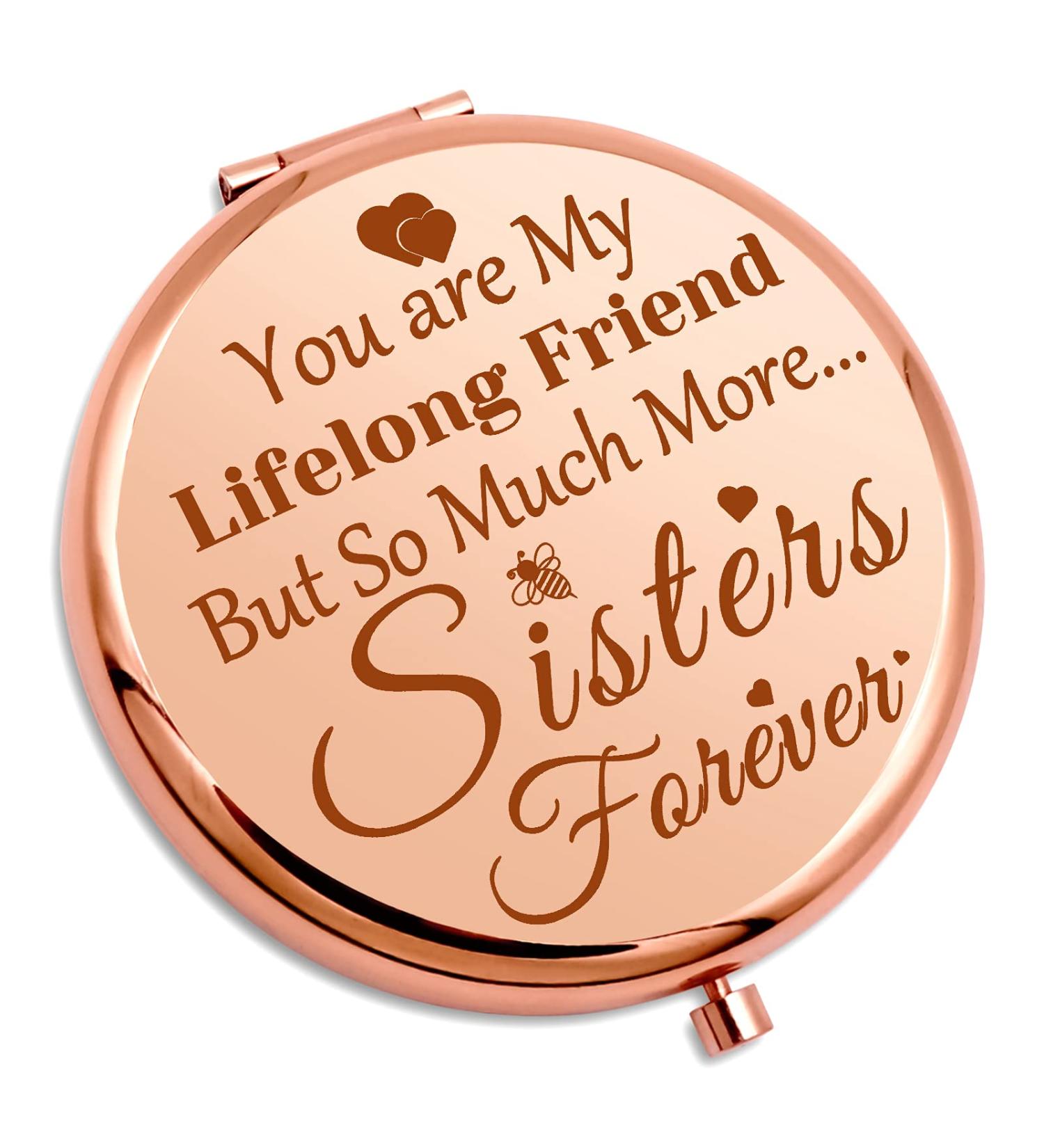 Best Sister & Friend Gifts: Compact Makeup Mirror for Girls - Friendship & Soul Sisters - Graduation & Birthday Gift - Travel Pocket Mirror for Her - Buy Online on GoSupps.com