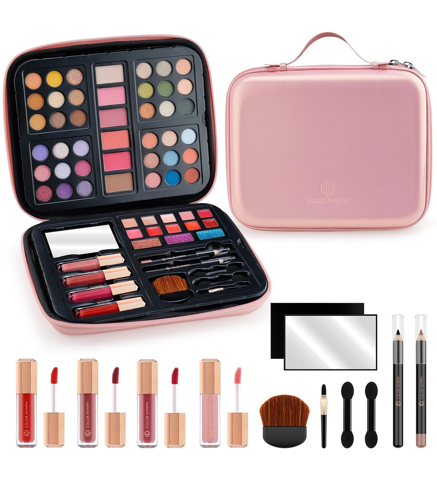 Color Nymph All-in-One Makeup Set for Teens | Reusable Pink Handbag | Eyeshadow Blush Bronzer Highlighter & Lipgloss - Perfect Gift for Girls & Women - Buy Online on GoSupps.com