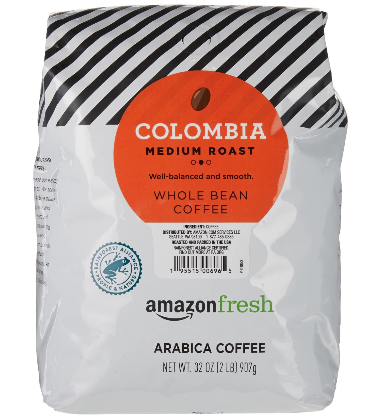 AmazonFresh Colombia Whole Bean Coffee - Medium Roast - 32 oz - Buy Online on GoSupps.com