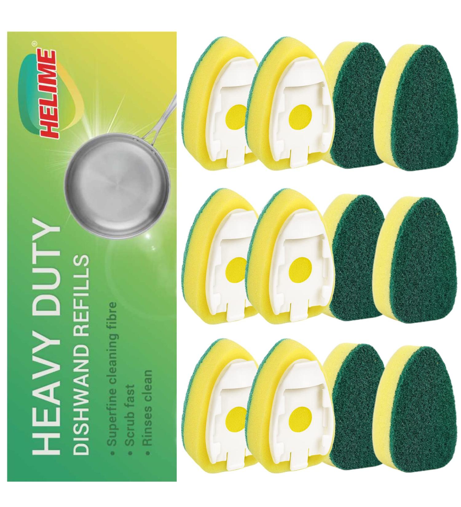 12-Pack Dishwand Refills Sponge Heads - Non-Scratch Heavy Duty Scrub Dots Brush - Soap Dispensing Scrubbers for Kitchen Sink - Dishwasher Tool - Buy Online on GoSupps.com