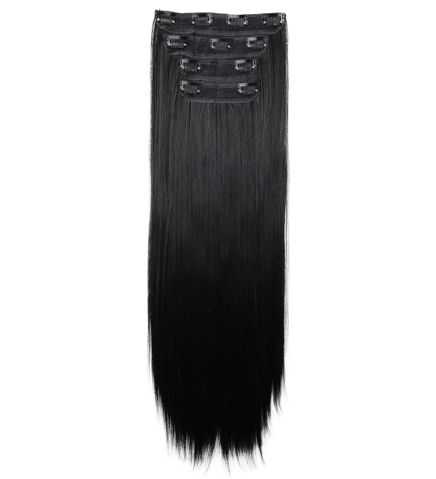 CAISHA XXL 60cm Clip In Hair Extensions Set - 4 Piece Voluminous Straight Black Hairpiece | #1 CES301 - Buy Online on GoSupps.com