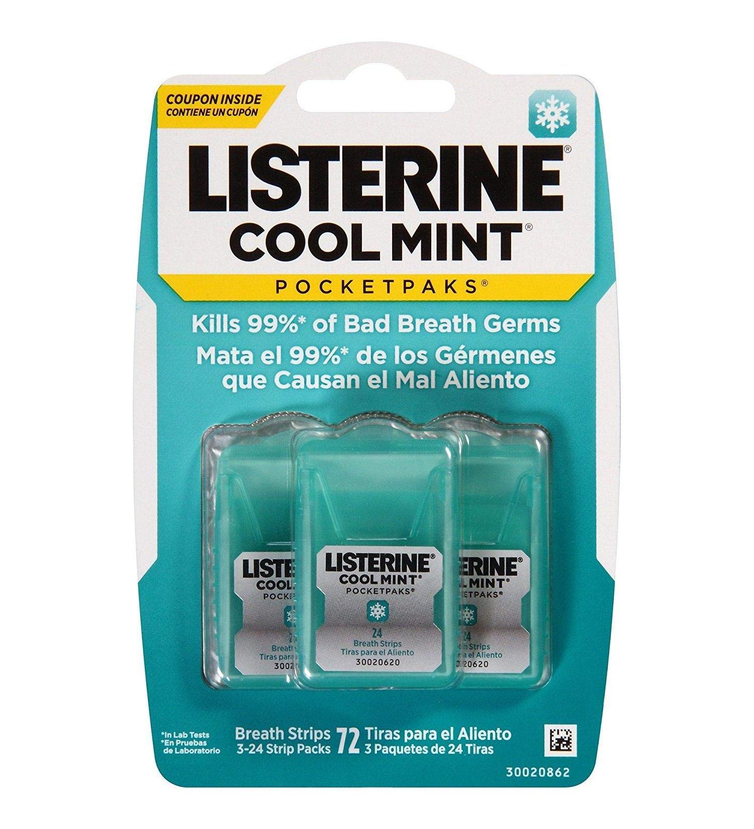Listerine Cool Mint Pocketpacks Breath Strips 288 Ct. (Pack of 4)
