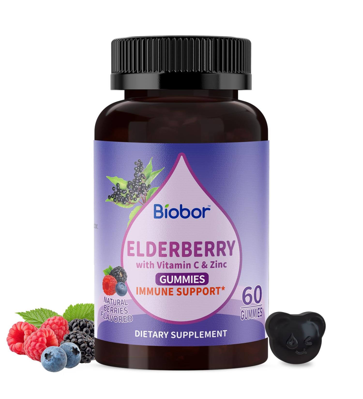 Natural Black Elderberry Gummies 150mg Elderberry Fruit Extract with Vitamin C and Zinc Herbal ElderCraft Gummies Daily Immune Support for Kids and Adults 60 Count Natural Berries 60 Count (Pack of 1) - Buy Online on GoSupps.com