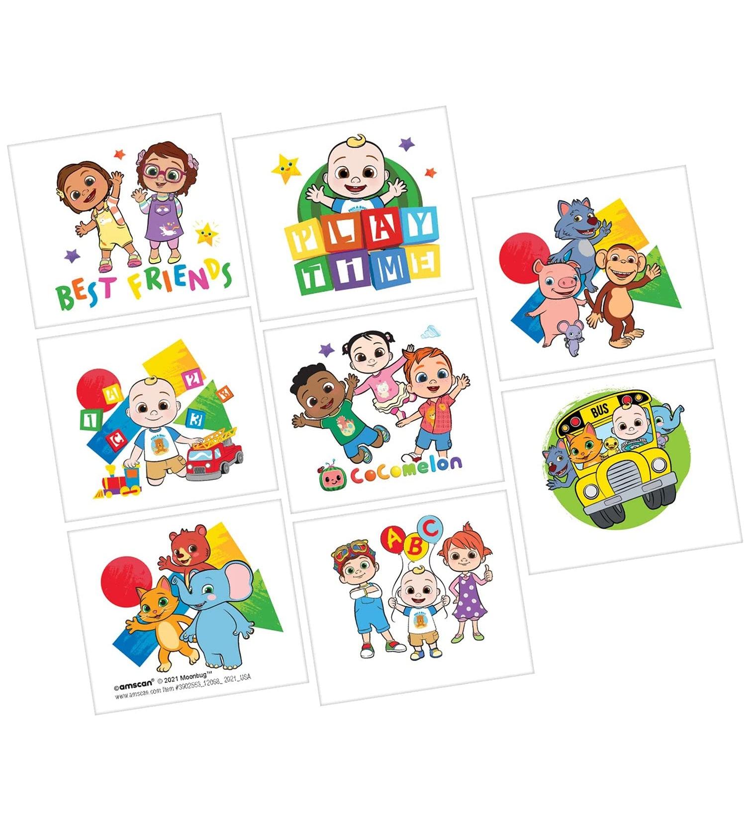 Tattoos - 2 x 1 3/4 | Cocomelon | 8 Pcs.