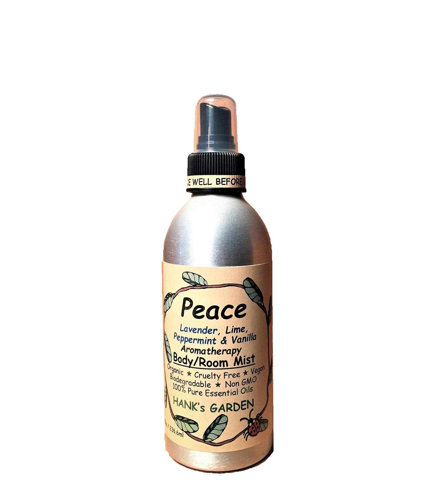 Peace Aromatherapy Body and Room Mist Spray - Lavender Lime Peppermint & Vanilla - 100% Pure Essential Oils Vegan Organic Biodegradable Non GMO Cruelty Free (8 oz / 236.6 ml) 8 Fl Oz (Pack of 1)