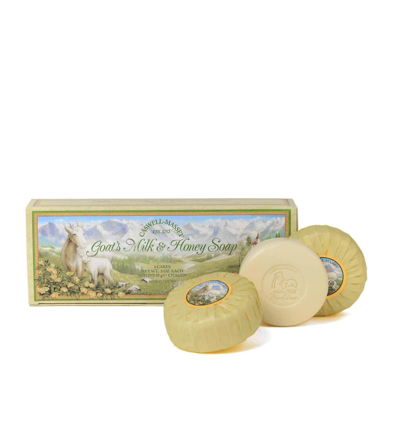 Caswell-Massey Goat's Milk & Honey Soap Gift Set - Made in USA | 3 Bars (3 oz) | Moisturizing Bath Soap for Men & Women - Buy Online on GoSupps.com