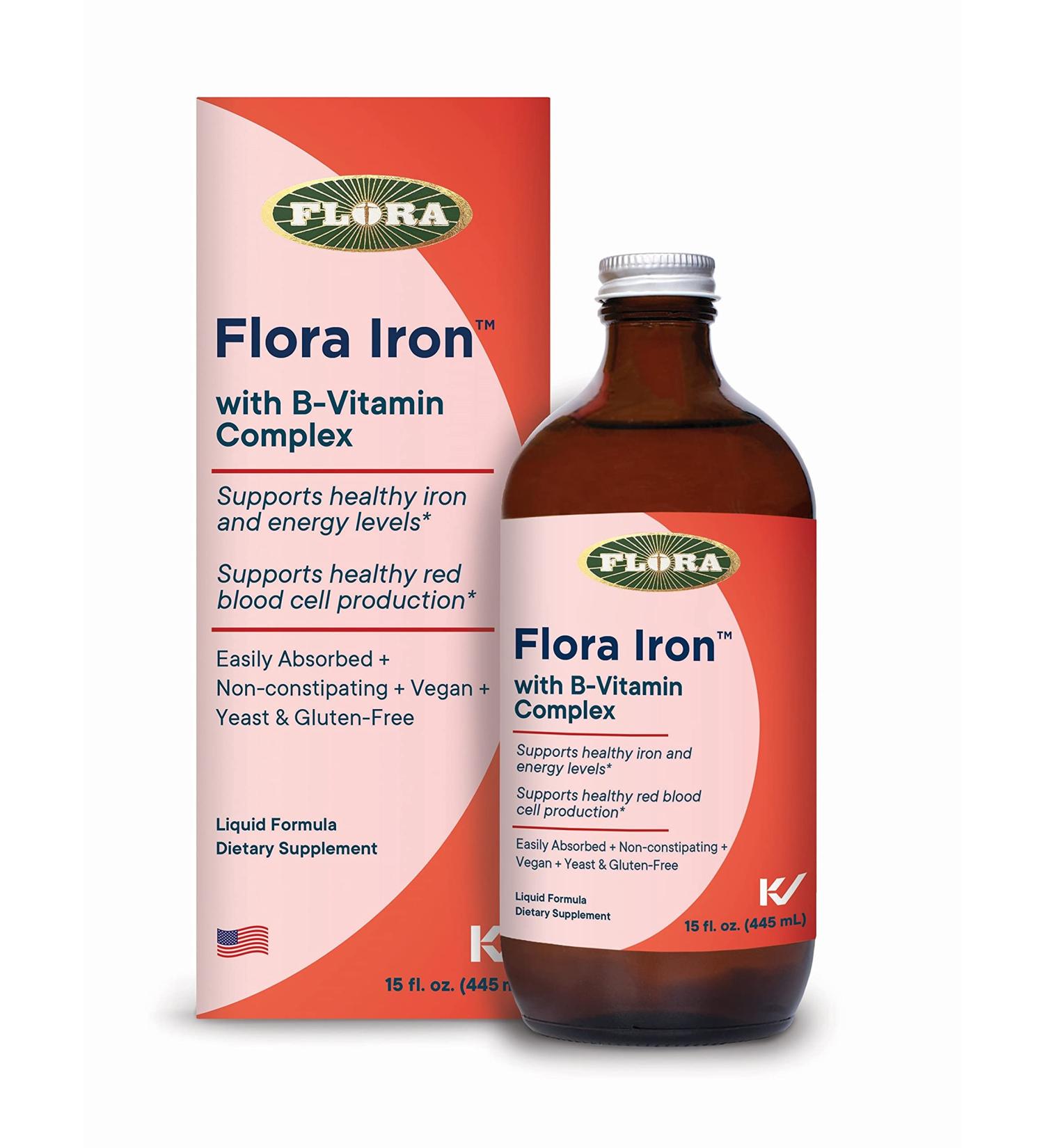 Flora Iron with B-Vitamin Complex | 15 fl oz (445 ml) - Boost Your Energy & Wellness - Buy Online on GoSupps.com