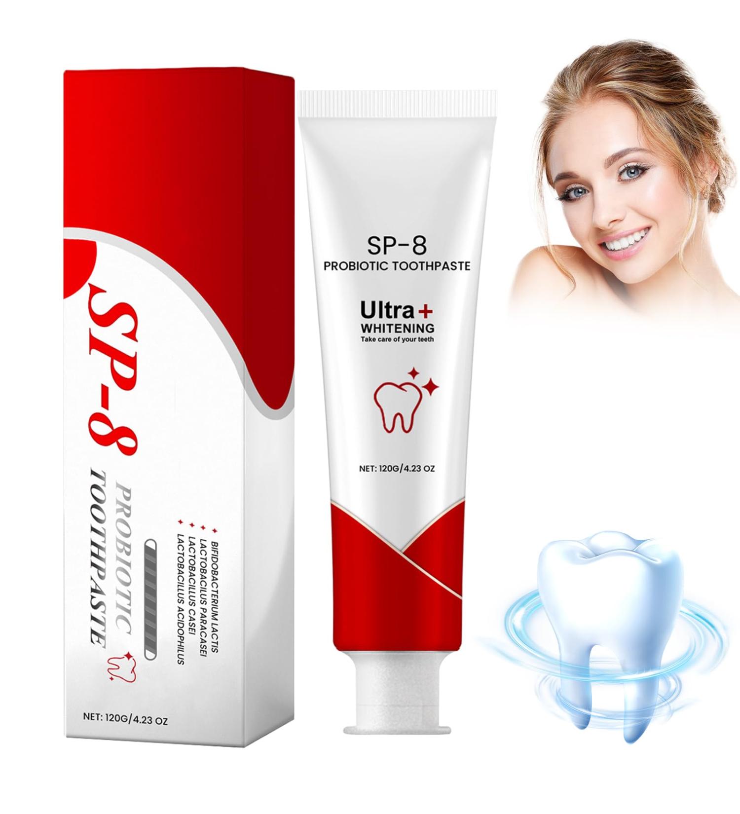 Sp 8 Probiotic Toothpaste Sp 8 Toothpaste Sp-8 Ultra Whitening Probiotic Toothpaste Sp 8 Toothpaste Sp 8 Ultra Toothpaste Designed to protect gums and teeth 120 g - Buy Online on GoSupps.com