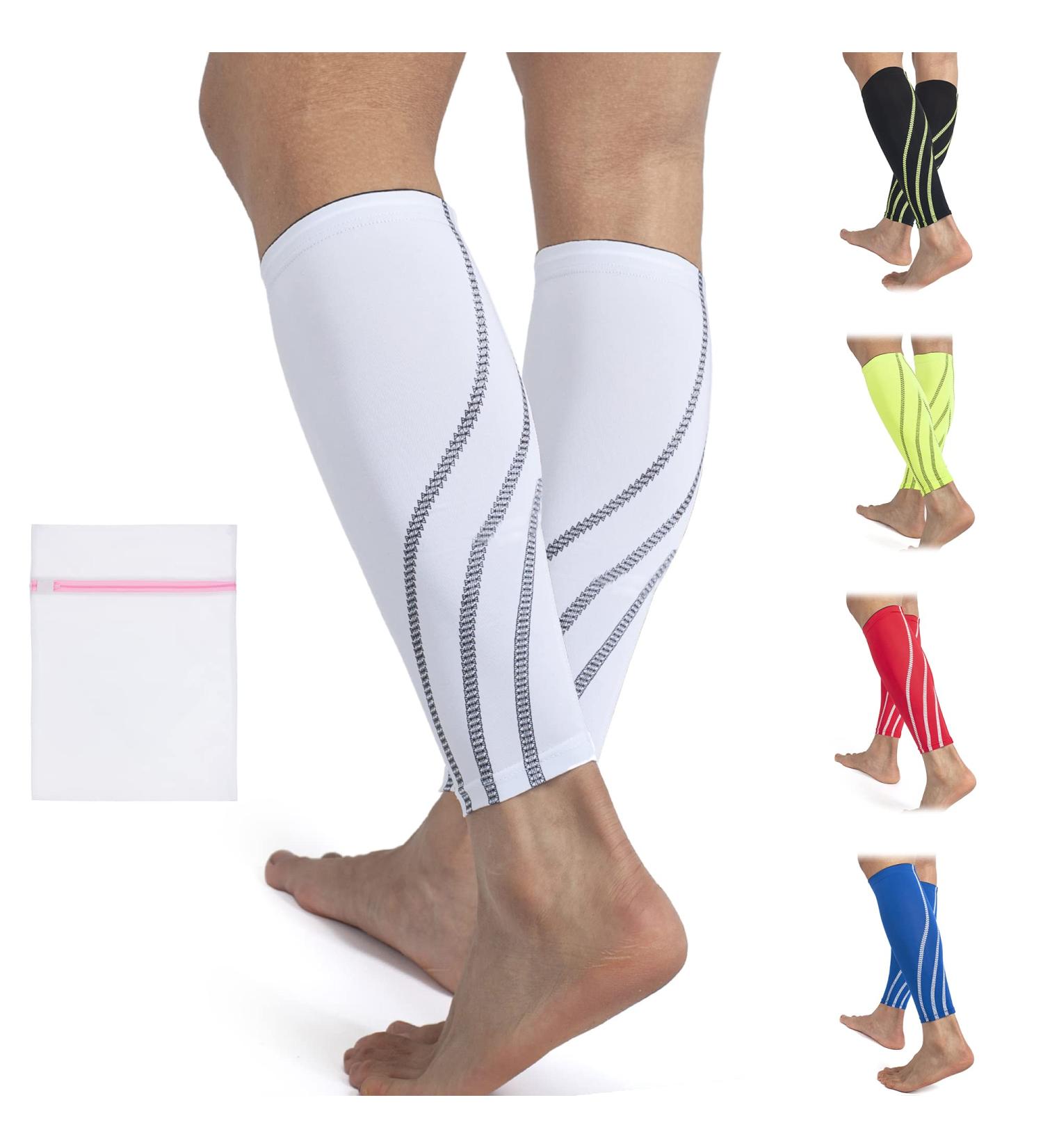 360 RELIEF Compression Calf Sleeves for Men and Women | Shin Splints, Muscle Cramps, Workout Support | Running, Hiking, Marathon | M L XL | White - Includes Mesh Laundry Bag - Buy Online on GoSupps.com