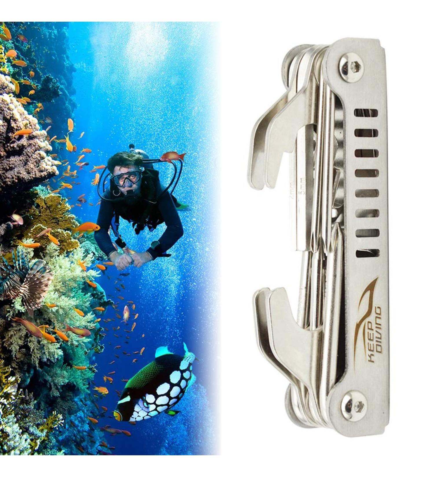 GEZICHTA 13-in-1 Stainless Steel Diving Repair Multi Tool for Scuba & Snorkeling - Buy Online on GoSupps.com
