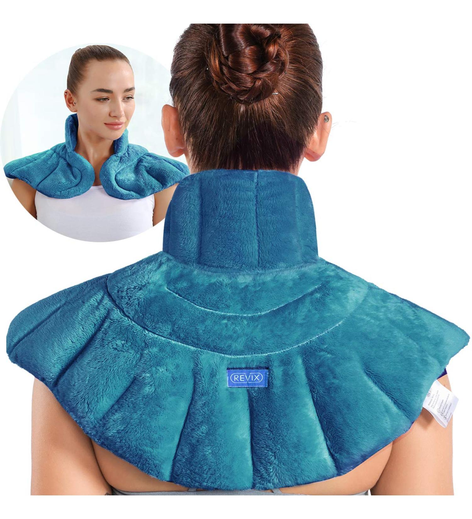 REVIX Heated Neck Wrap - Microwave Heating Pad for Neck and Shoulders - Peacock Blue - Buy Online on GoSupps.com