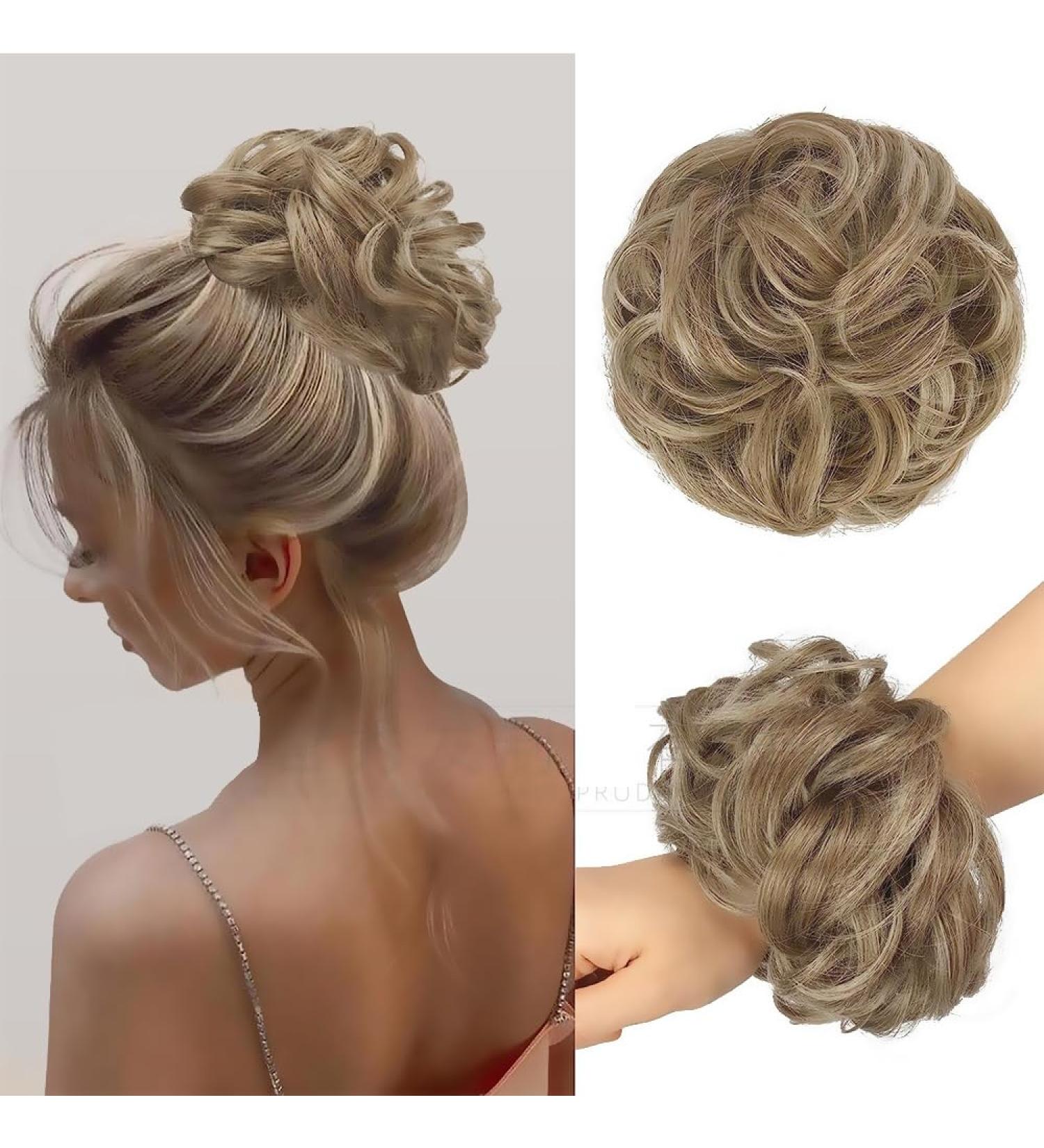 Messy Bun Hair Parts with Rubber Band - Ponytail Hair Extensions (27/613 Strawberry Blond & Bleach Blond Mix) for Effortless Style - Buy Online on GoSupps.com