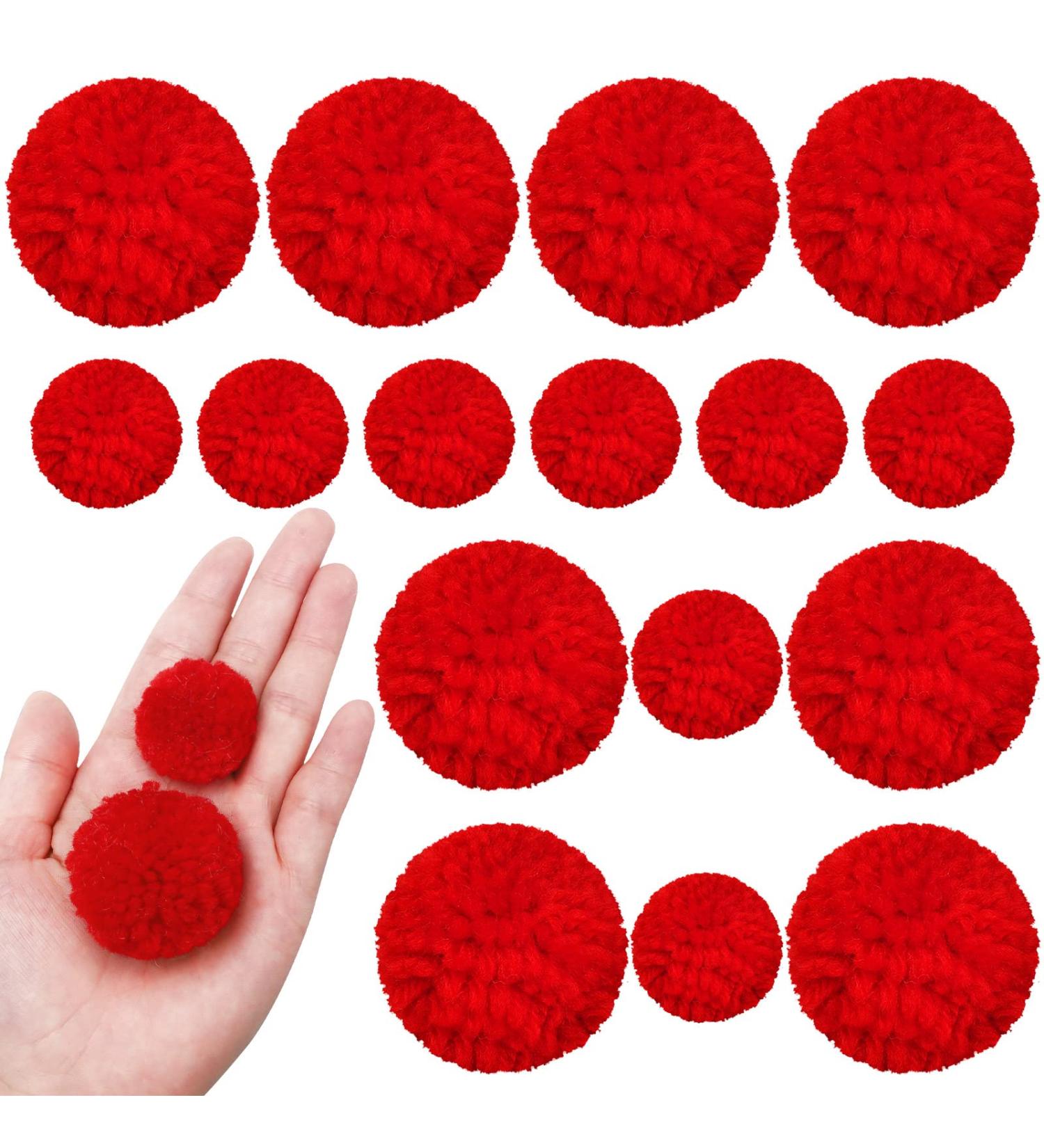 Syhood 30 Pcs Yarn Pom Poms Set - 20 x 1 Inch, 10 x 1.5 Inches Red Pompom Balls for Christmas Crafts and Xmas Party Decor - Buy Online on GoSupps.com