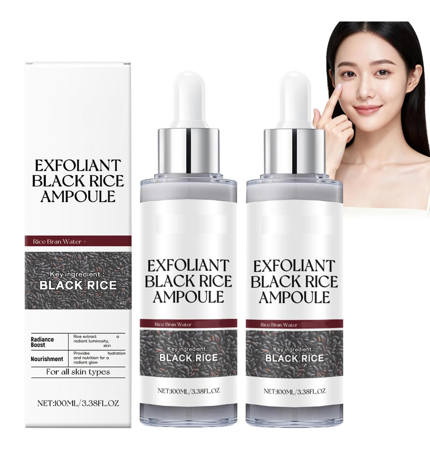 WRANBAO Black Rice Peel Shot Glow Ampoule gentle peeling for face and body Black Rice Peel Shot Serum skin remover with hyaluronic acid porerefining serum for all skin types 2 pieces - Buy Online on GoSupps.com