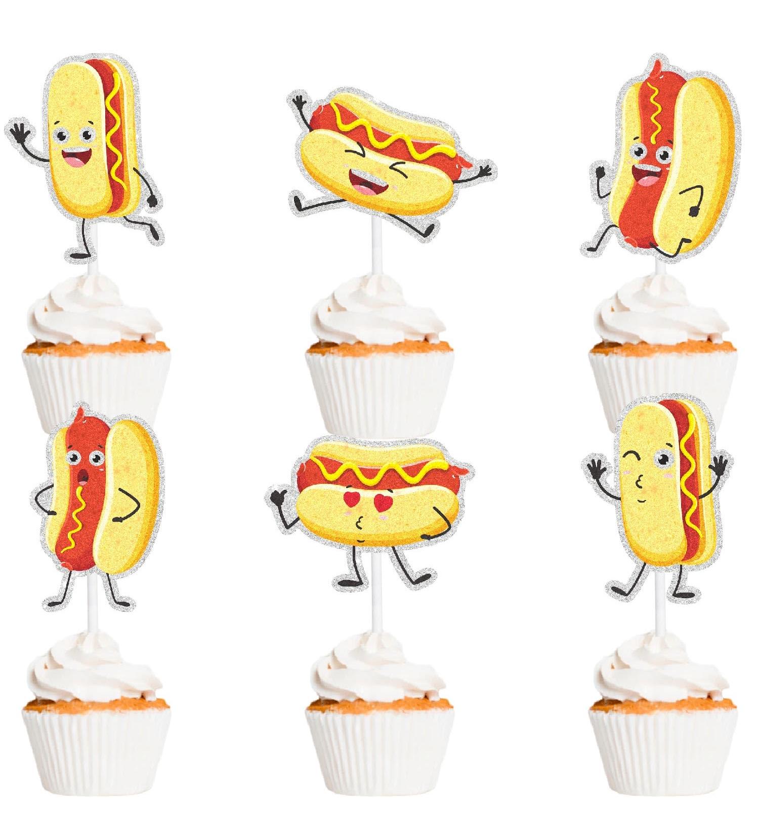 Kids' Delicious Fast Food Themed Happy Birthday Cupcake Toppers 18-Piece Set - These are the perfect hot dog-themed party baby shower party and themed birthday party decorations for boys and girls - Buy Online on GoSupps.com