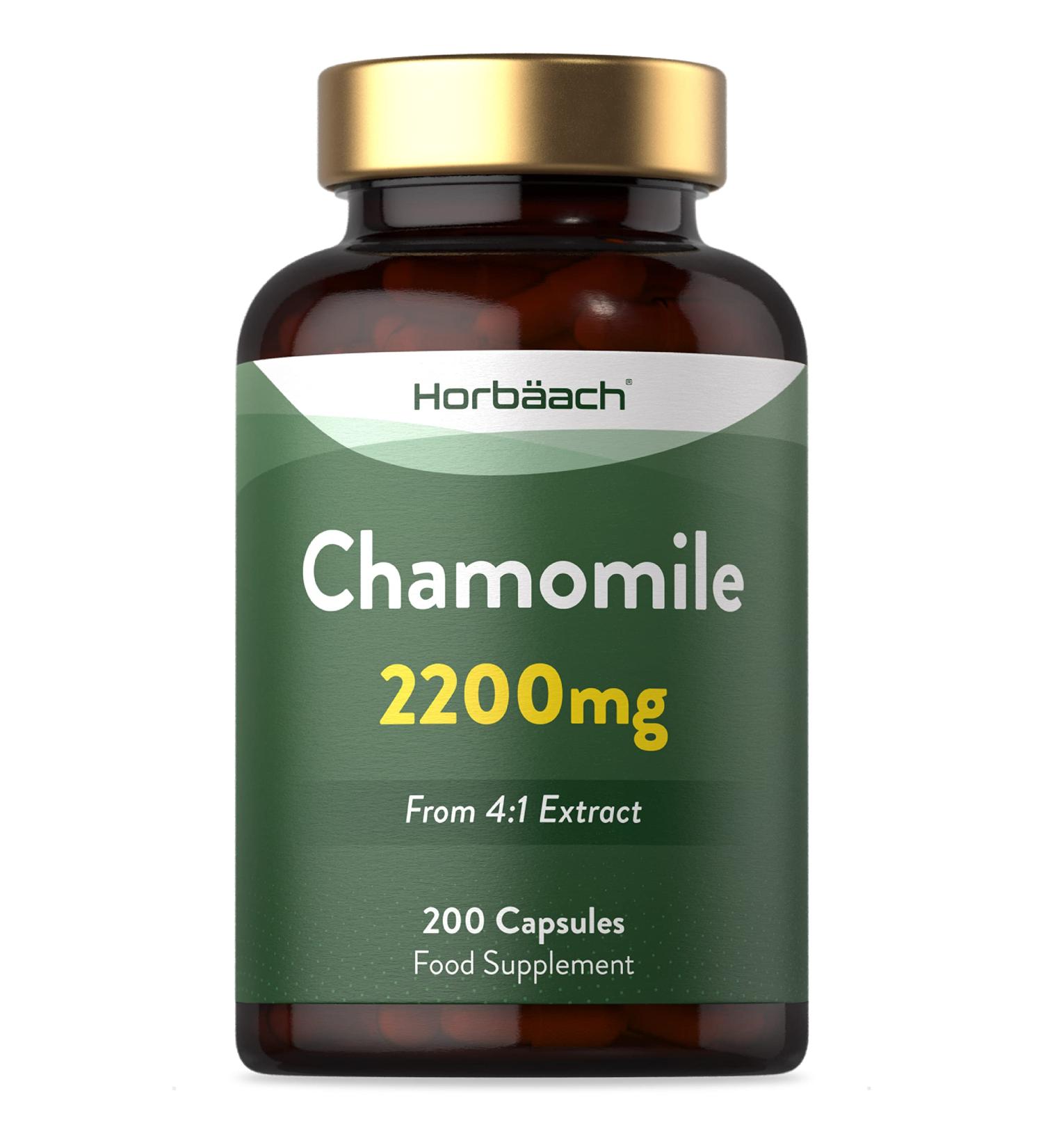 Chamomile Supplement Capsules 2200mg Flower Extract 200 Capsules by Horbaach - Buy Online on GoSupps.com
