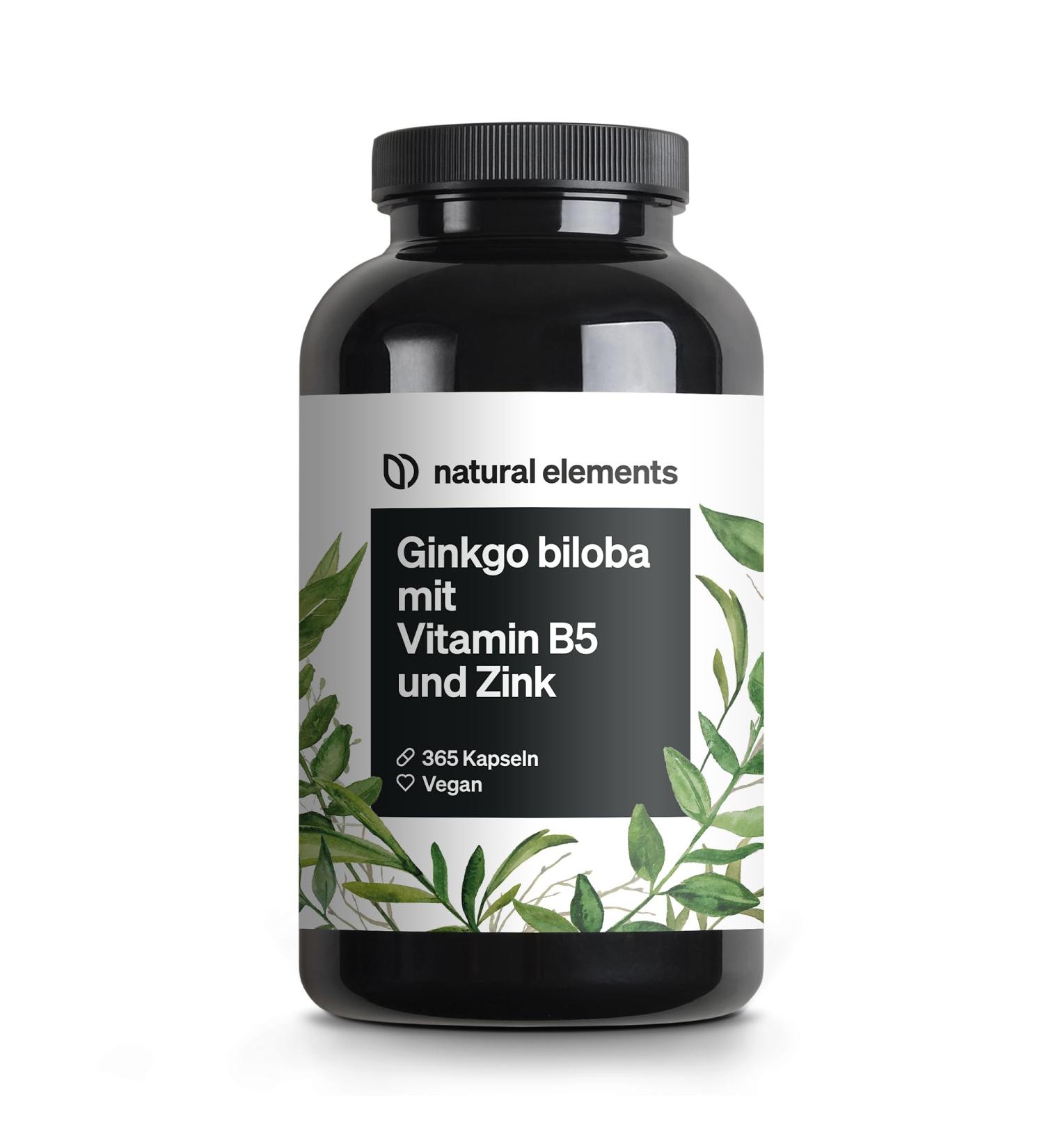 Ginkgo Biloba 3750mg Capsules - Vegan B5 & Zinc - 365 Count High-Potency 50:1 Extract - Made in Germany - Buy Online on GoSupps.com