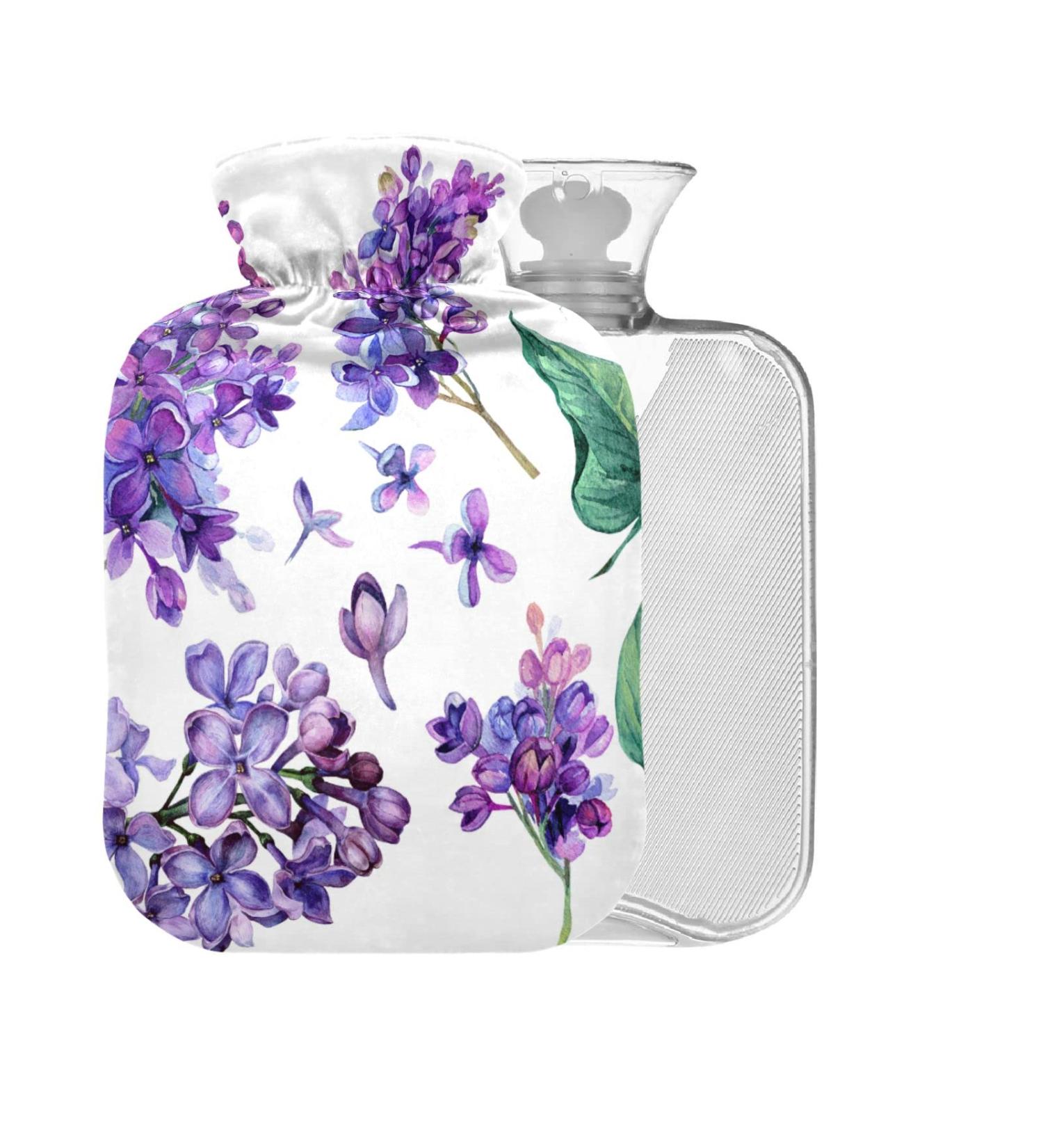 Hot Water Bottle with Cover - 1L Purple Butterfly Design | Pain Relief for Children Men & Women - BAP-Free - Buy Online on GoSupps.com