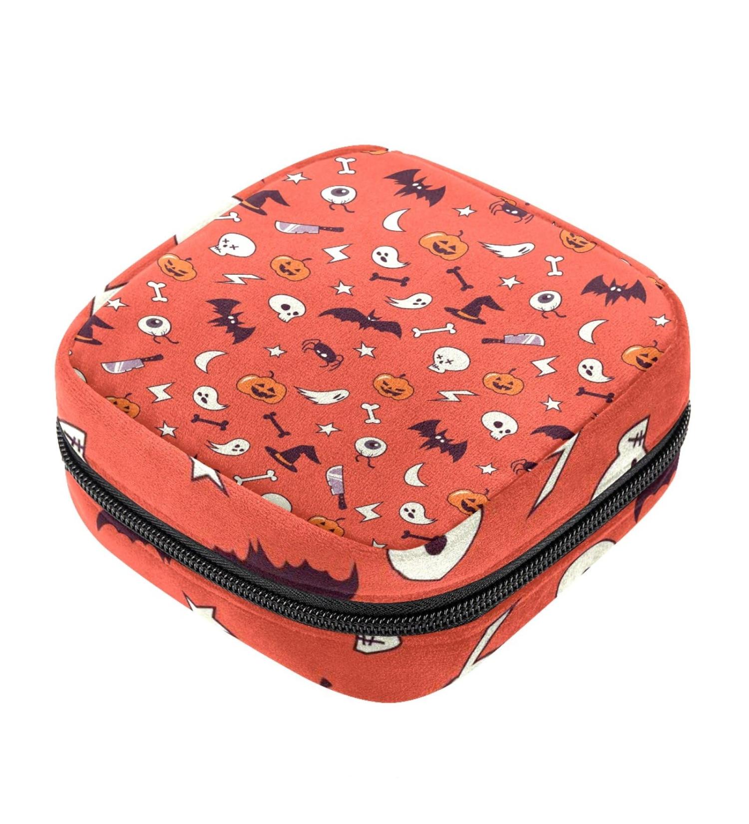 Halloween Pattern Menstrual Cup & Pad Storage Bag - Portable Feminine Product Pouch - Buy Online on GoSupps.com