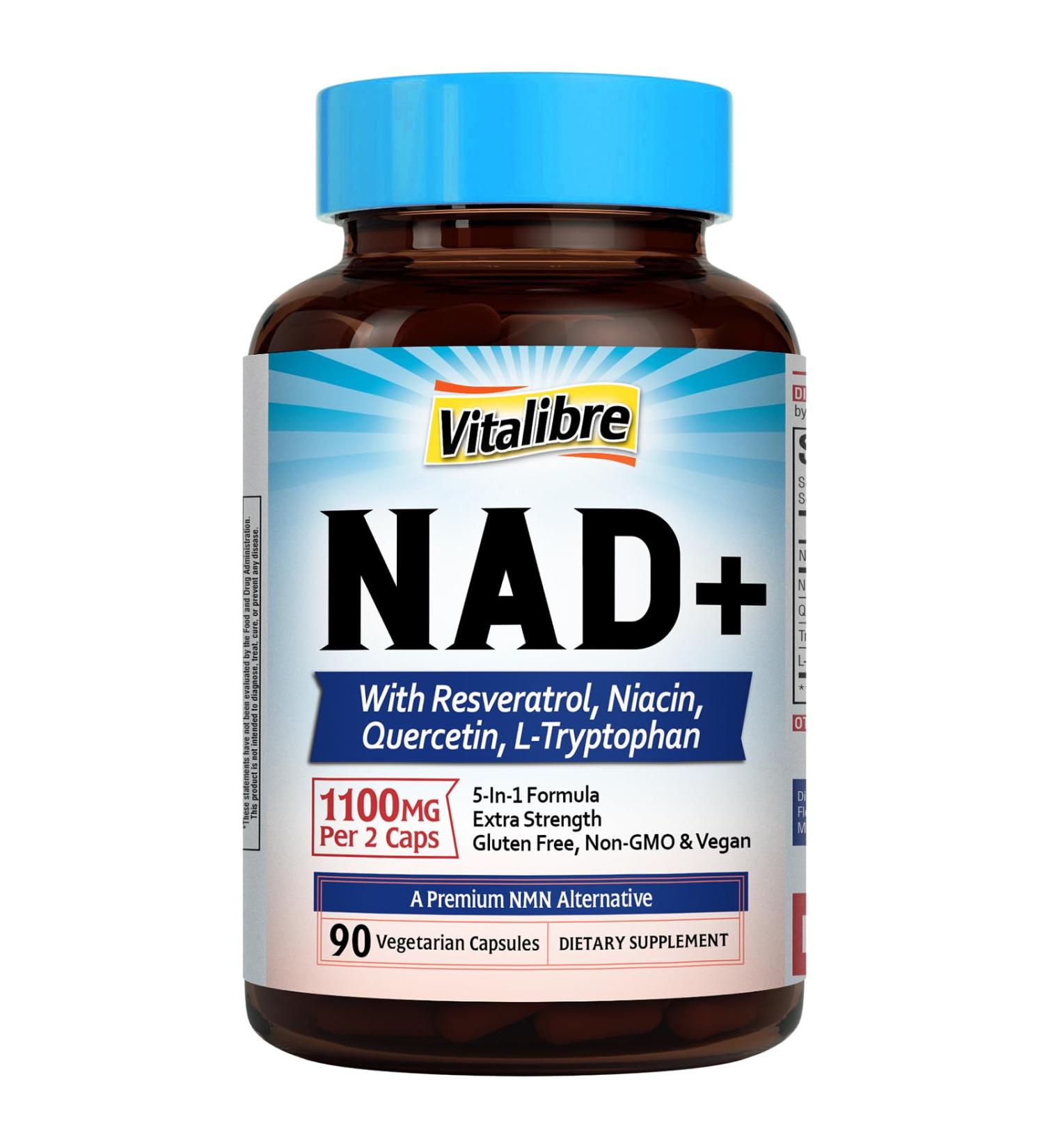 NAD Resveratrol Supplement with Niacinamide Quercetin L-Tryptophan NMN Alternative Non-GMO 90 Capsules 90 Count (Pack of 1) - Buy Online on GoSupps.com