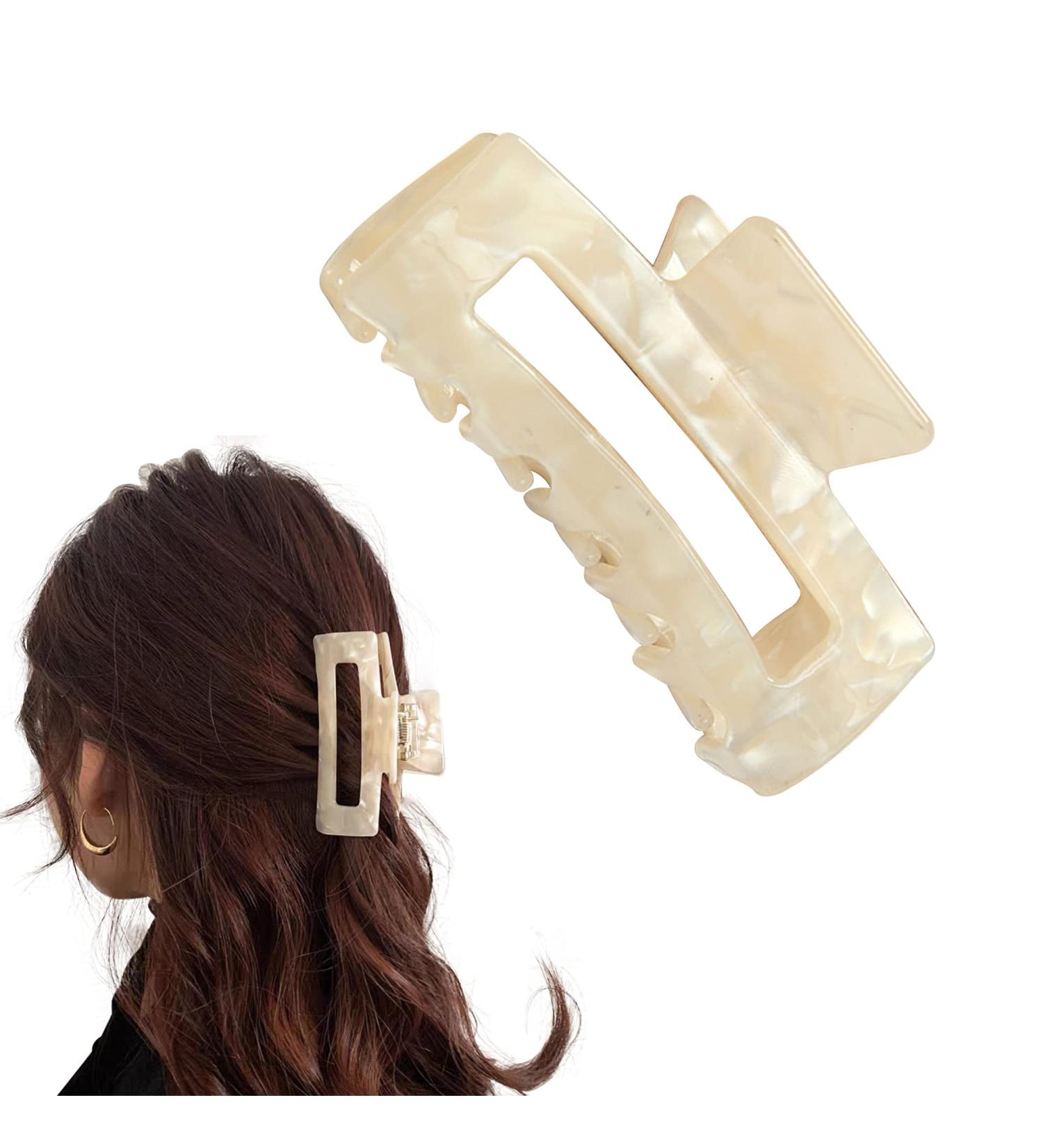 Rectangle Hair Claw Clips - Non-slip White Hair Accessories for Thick Hair Girls and Women - Buy Online on GoSupps.com