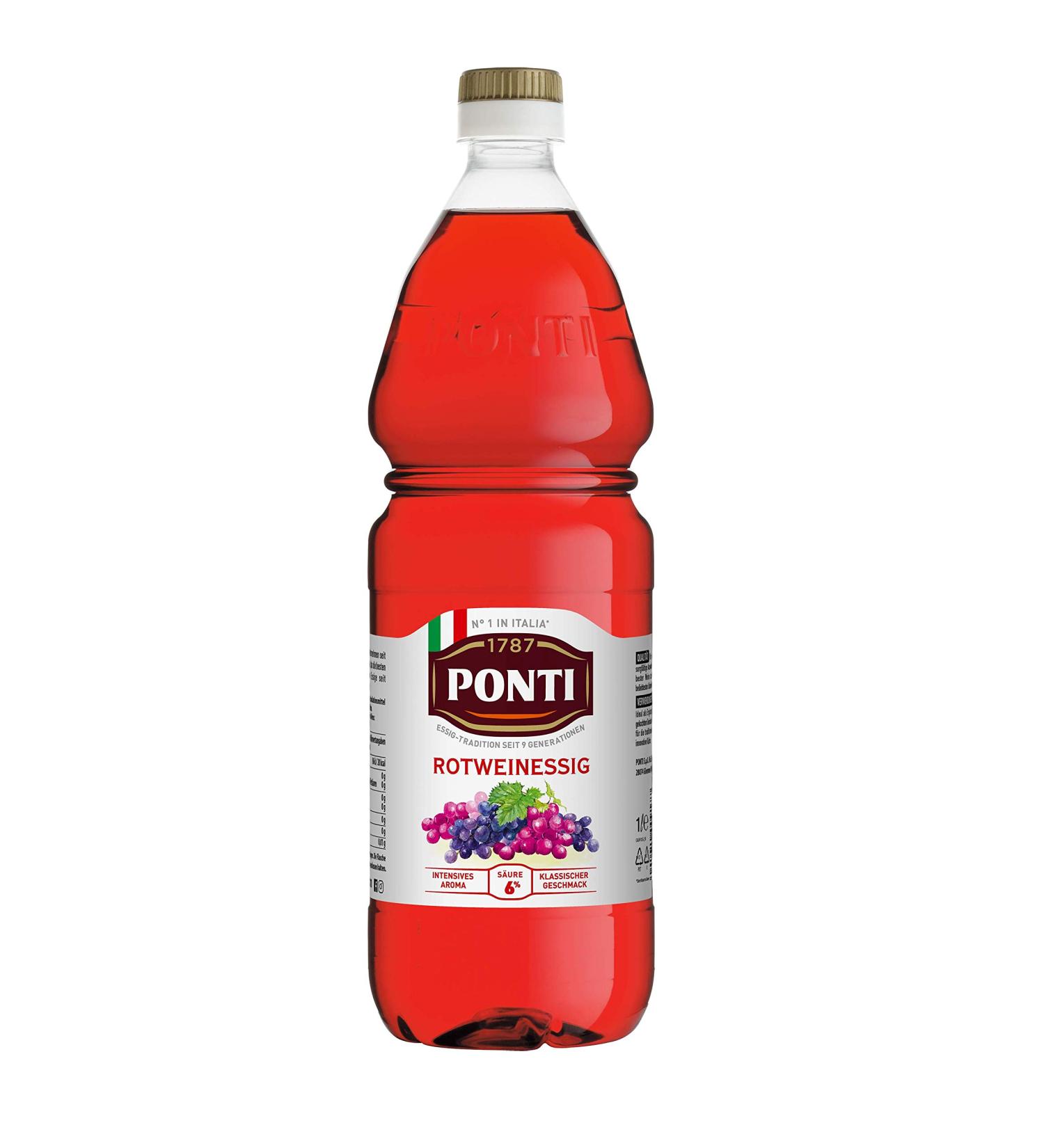 Ponti Ponti 4 x 1 Liter Red Vinegar Bottles