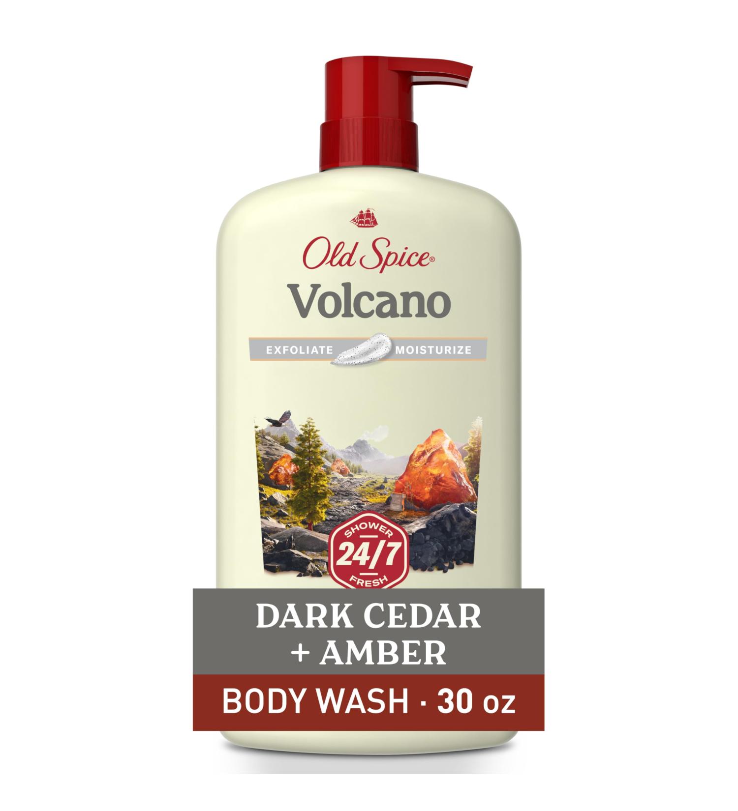 Old Spice Cleansing Body Wash for Men 24/7 Shower Fresh with Lasting Scent Exfoliate & Moisture Gentle on Skin Vitamin B3 Volcano with Dark Cedar + Amber Scent 30 oz - Buy Online on GoSupps.com