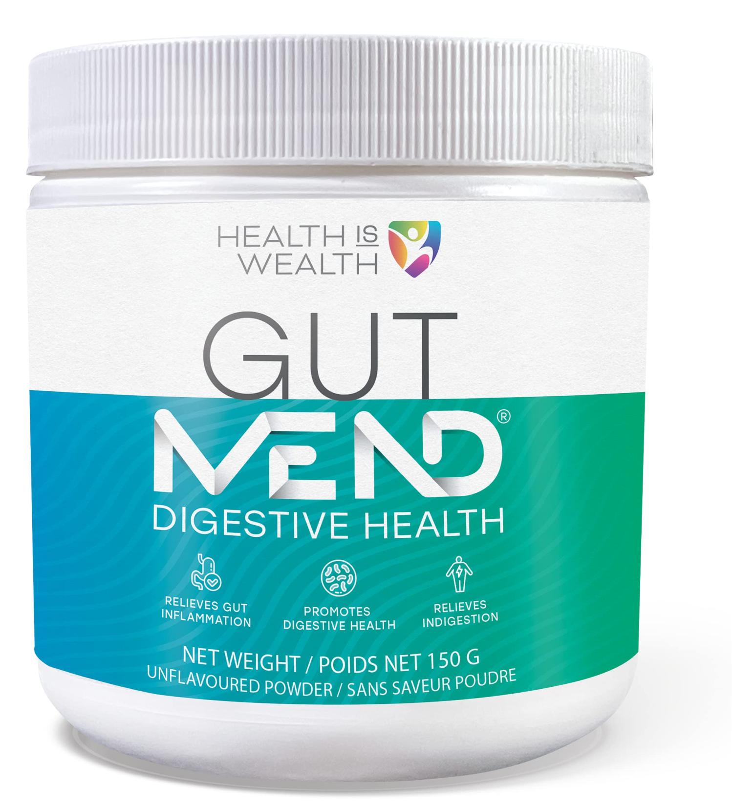 Health IS Wealth Organic GutMEND Advanced Gut Health Powder with Ginger L Glutamine Marshmallow Root - Relieves Inflammation Indigestion Nausea - 5g per Serving (150g) - Buy Online on GoSupps.com