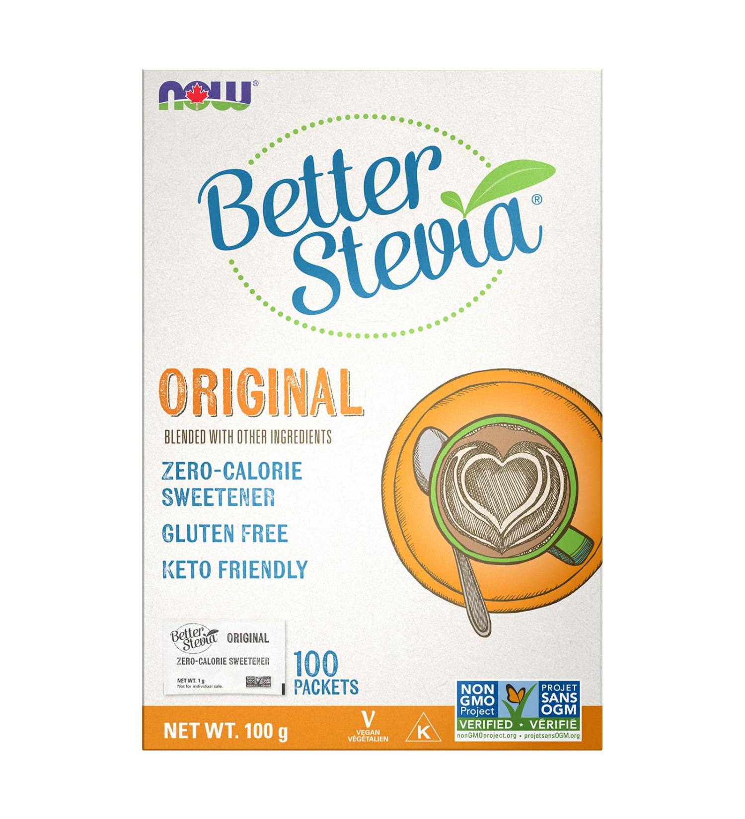 NOW Foods BetterStevia Zero-Calorie Granulated Sweetener Packets Keto Friendly Suitable for Diabetics No Erythritol 100 Packets - Buy Online on GoSupps.com