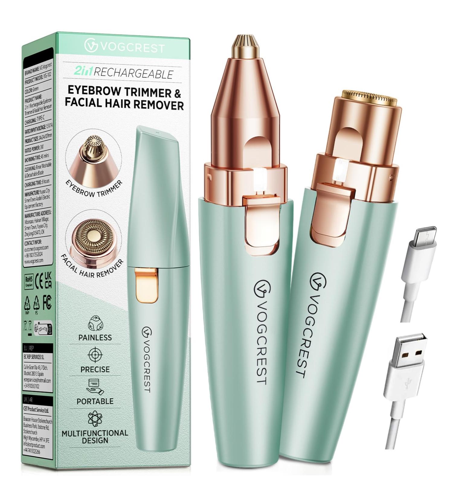 VG VOGCREST Tondeuse pour le visage et les sourcils (Vert) - Buy Online on GoSupps.com