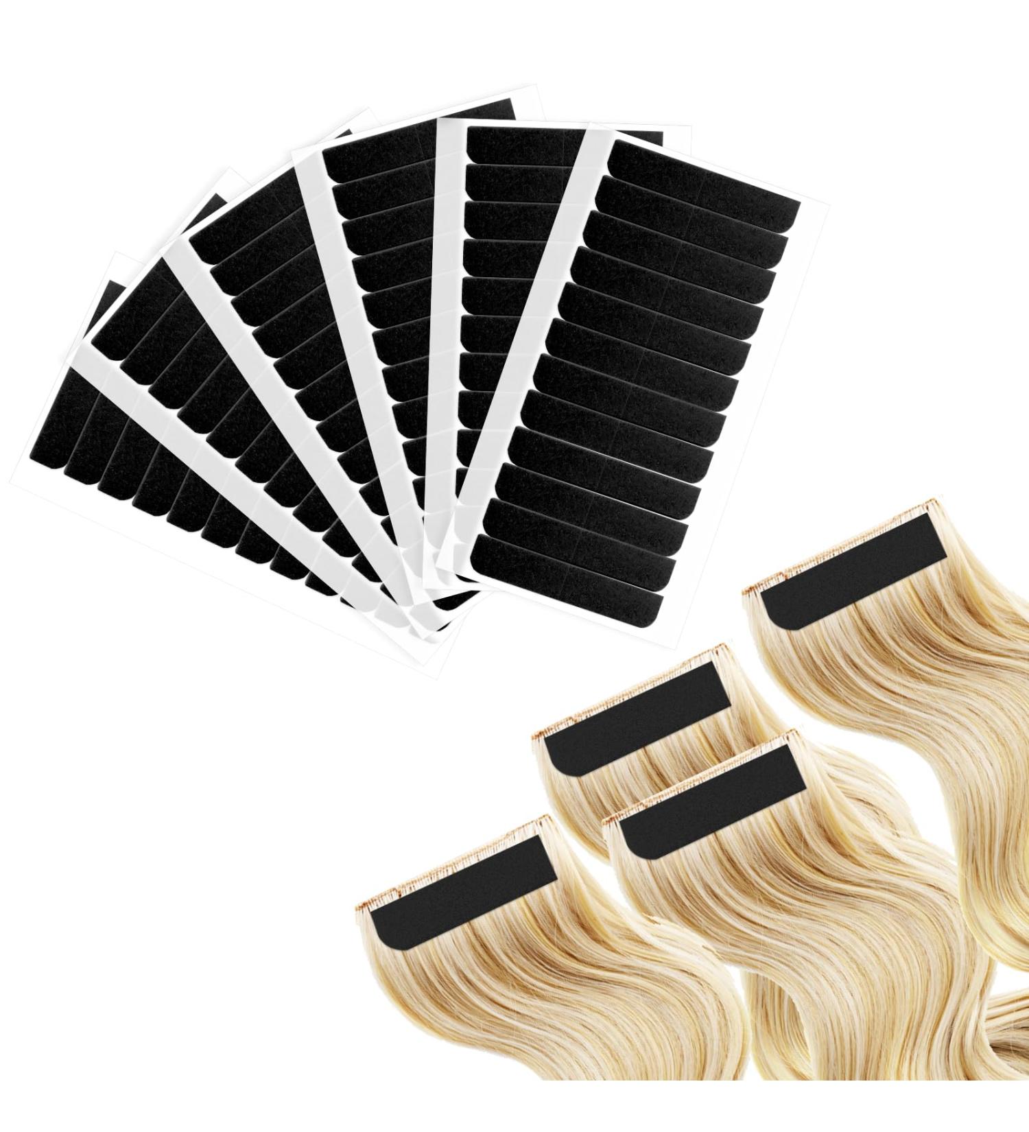 144Pcs Double Sided Hair Extension Tape Tabs - Waterproof Adhesive for Human Hair Wig Replacement - Black - Buy Online on GoSupps.com