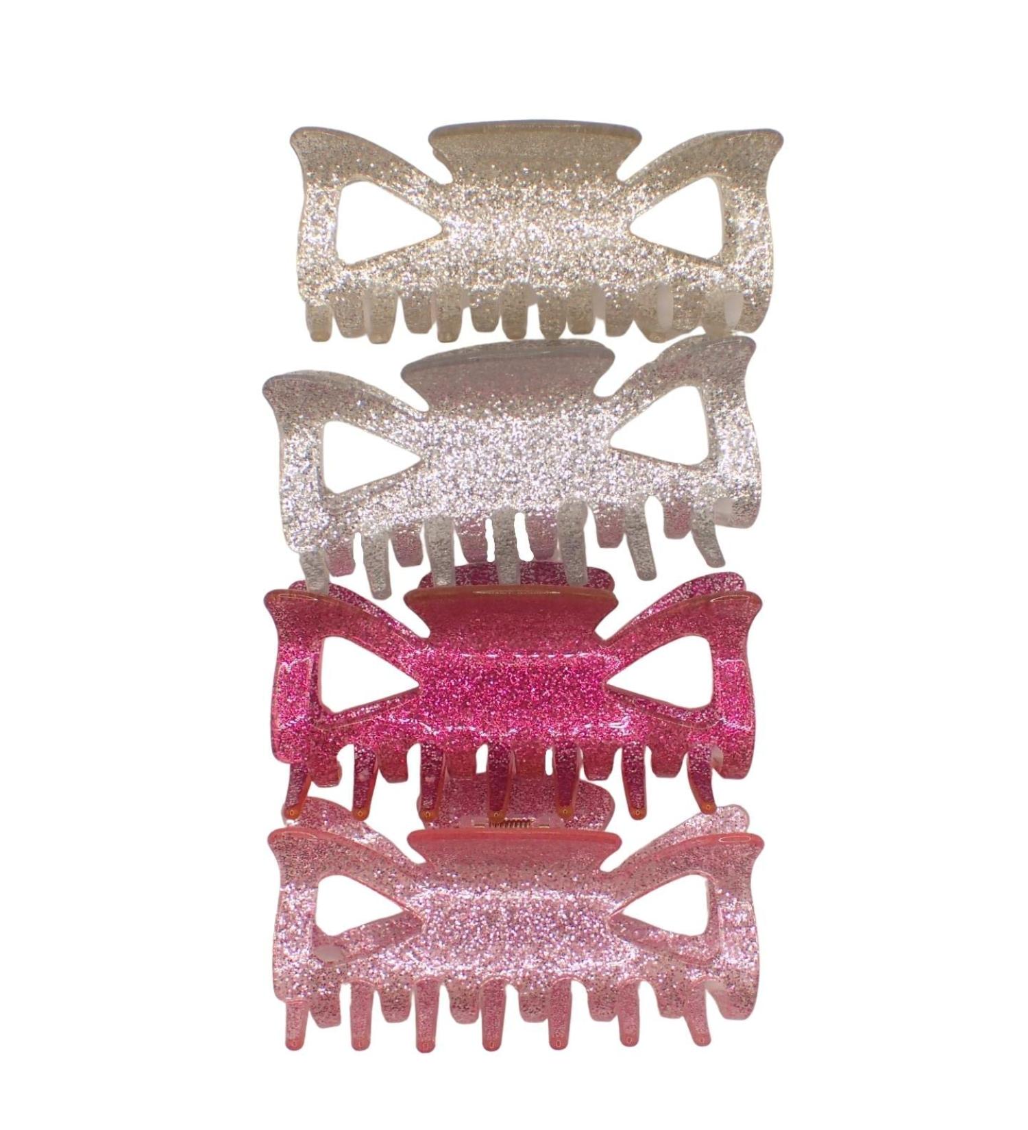 Topkids Accessories 4 Pc Medium Glitter Hair Claws Pretty Sparkly Hair Clips for Women Suitable for Thicker Hair and All Hair Types Womens Hair Clips Pretty Hair Clips 4pc Pinks - Buy Online on GoSupps.com