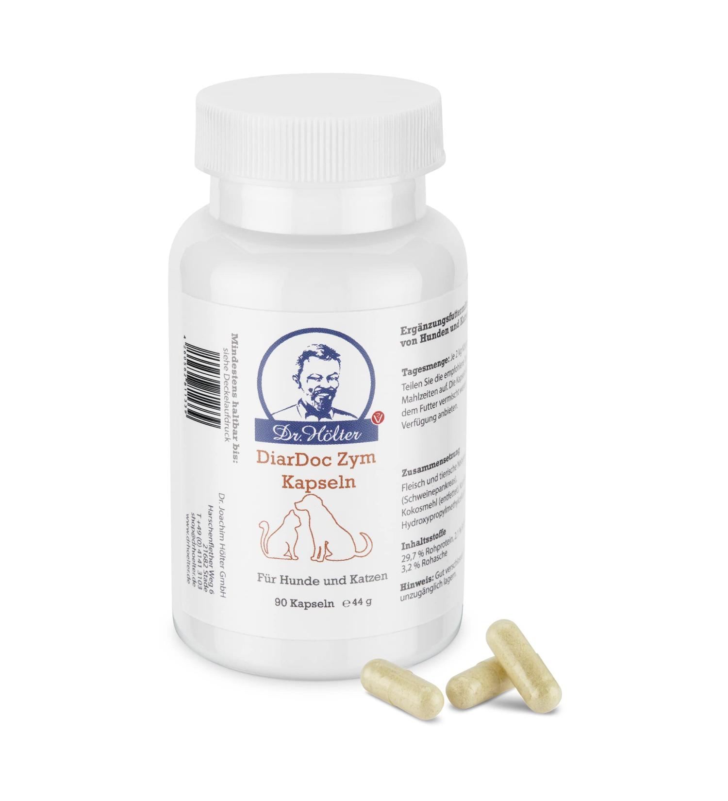 Dr. HOLZ DIADOC ZYM - Pancreatic & Digestive Enzymes for Dogs | 90 Capsules for Intestinal Problems & Allergies - Buy Online on GoSupps.com